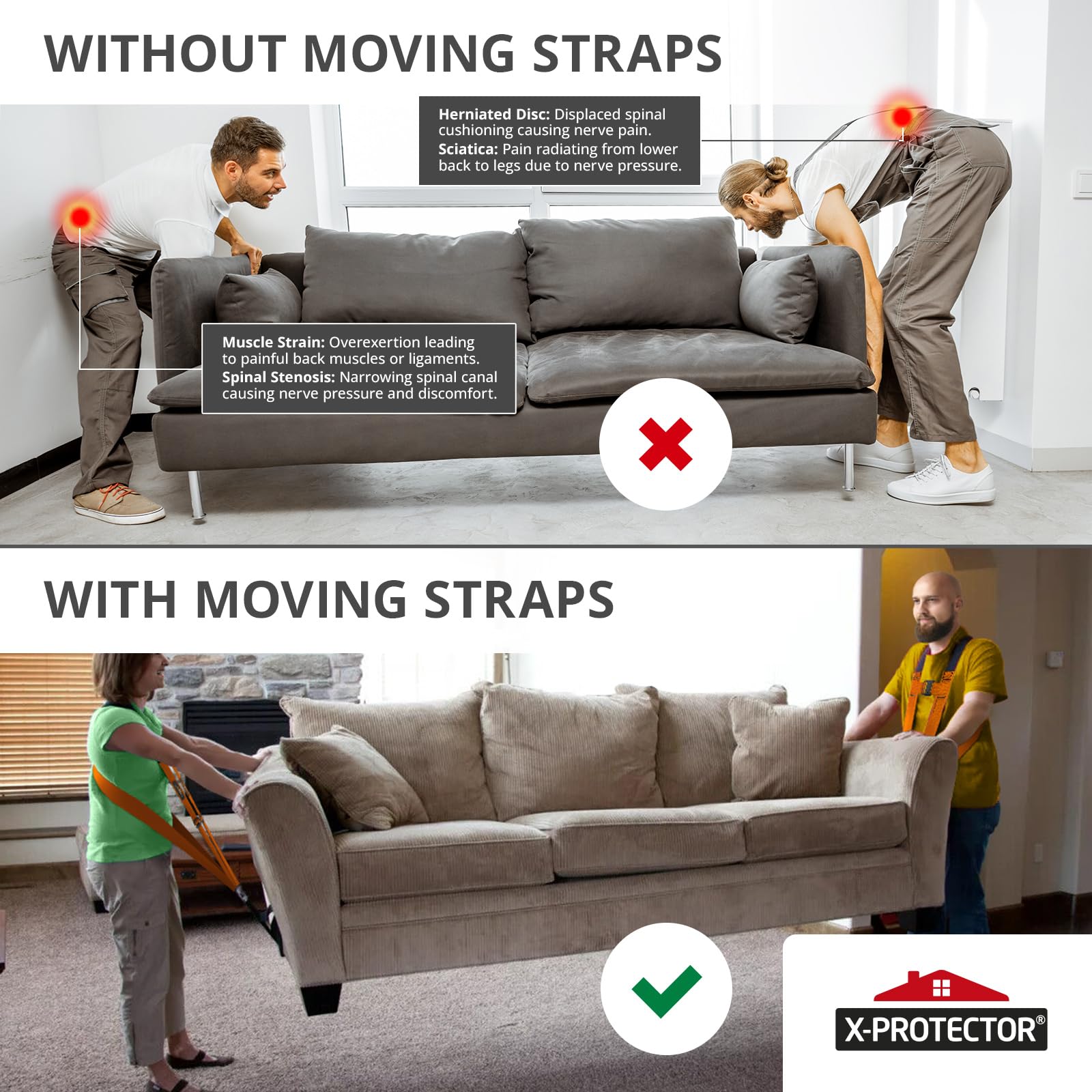 X-Protector Moving Straps - Heavy Lifting Support -2 X-Protector Moving Straps - Heavy Lifting Support -2