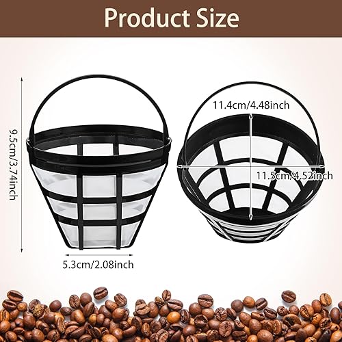 Miniatura 2 de Prasacco Filtros de café reutilizables, filtro de cesta de café, filtros de café de repuesto para filtros de café de cono para filtros de café