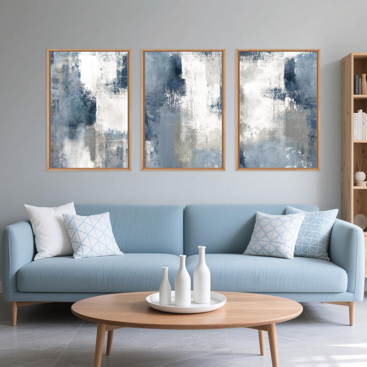 LHIUEM Large Abstract Green Gray Pastel Framed Canvas Wall Art,Neutral Landscape Wall Decor,Modern Watercolor Lake Artwork,Beige Textured Illustrations Art for Living Room,Bedroom,Office- 24x36x3