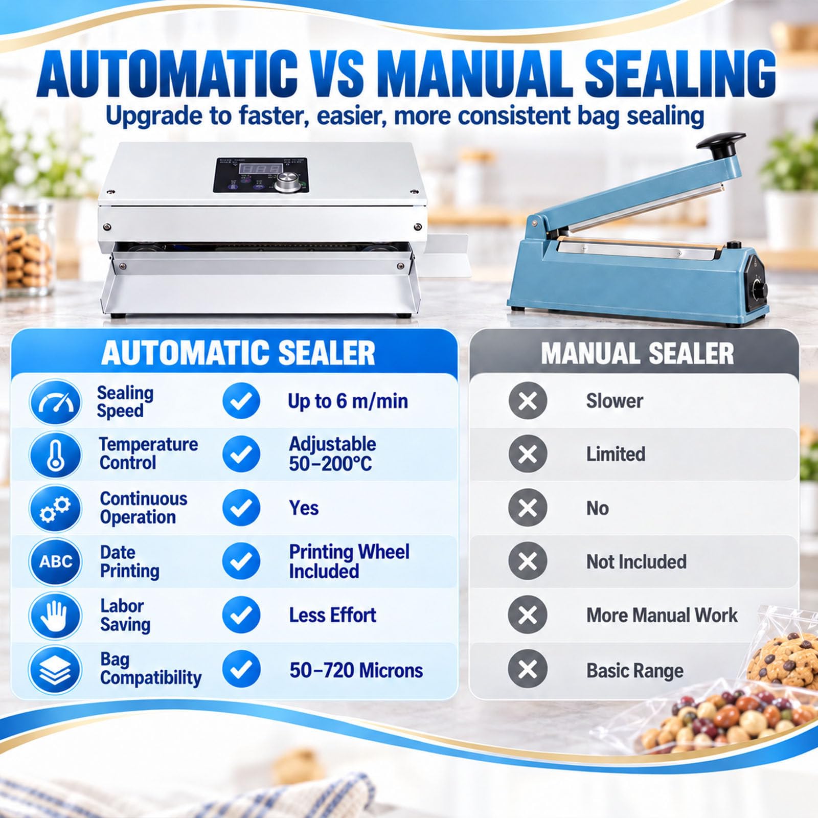 Máquina Selladora Térmica Automática De Alimentos, Selladora De Banda