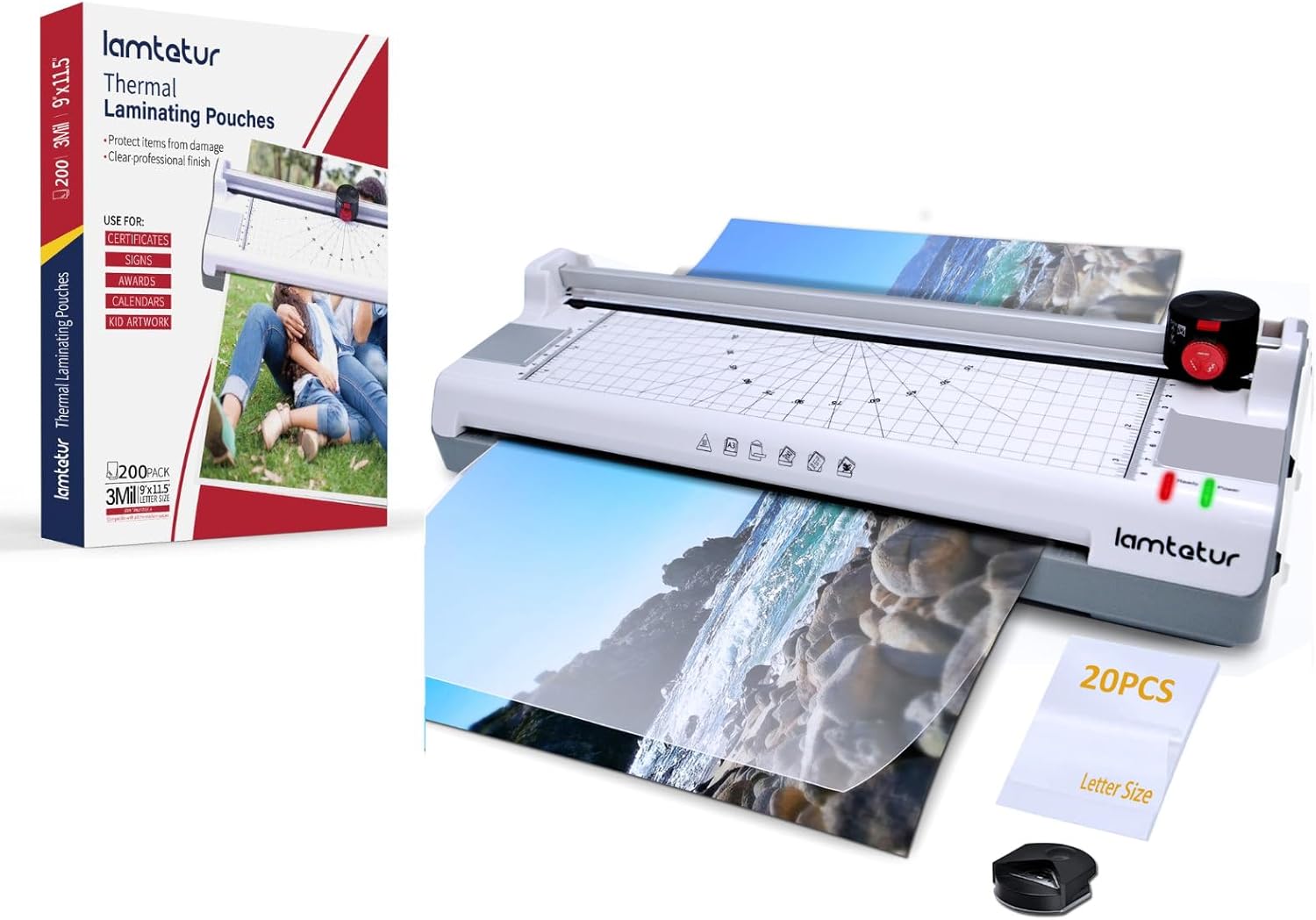 A3 Laminator Machine with 220pcs 3mil Laminating Sheets, 13inch Laminating Machine for A3/A4, Hot&Cold Lamination Machine for Office Home School Teacher Use