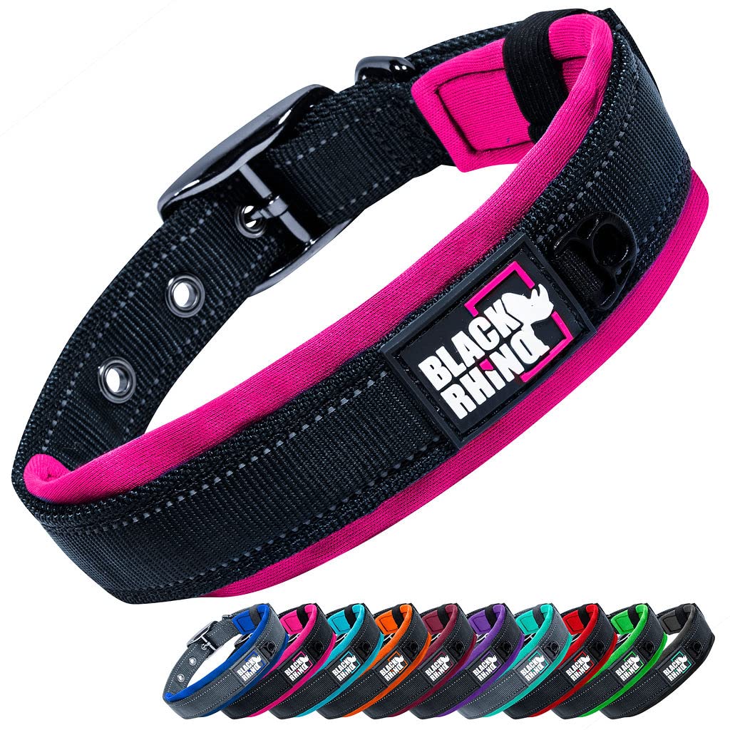 Collier confort Black Rhino grand chien XL rose noir résistant
