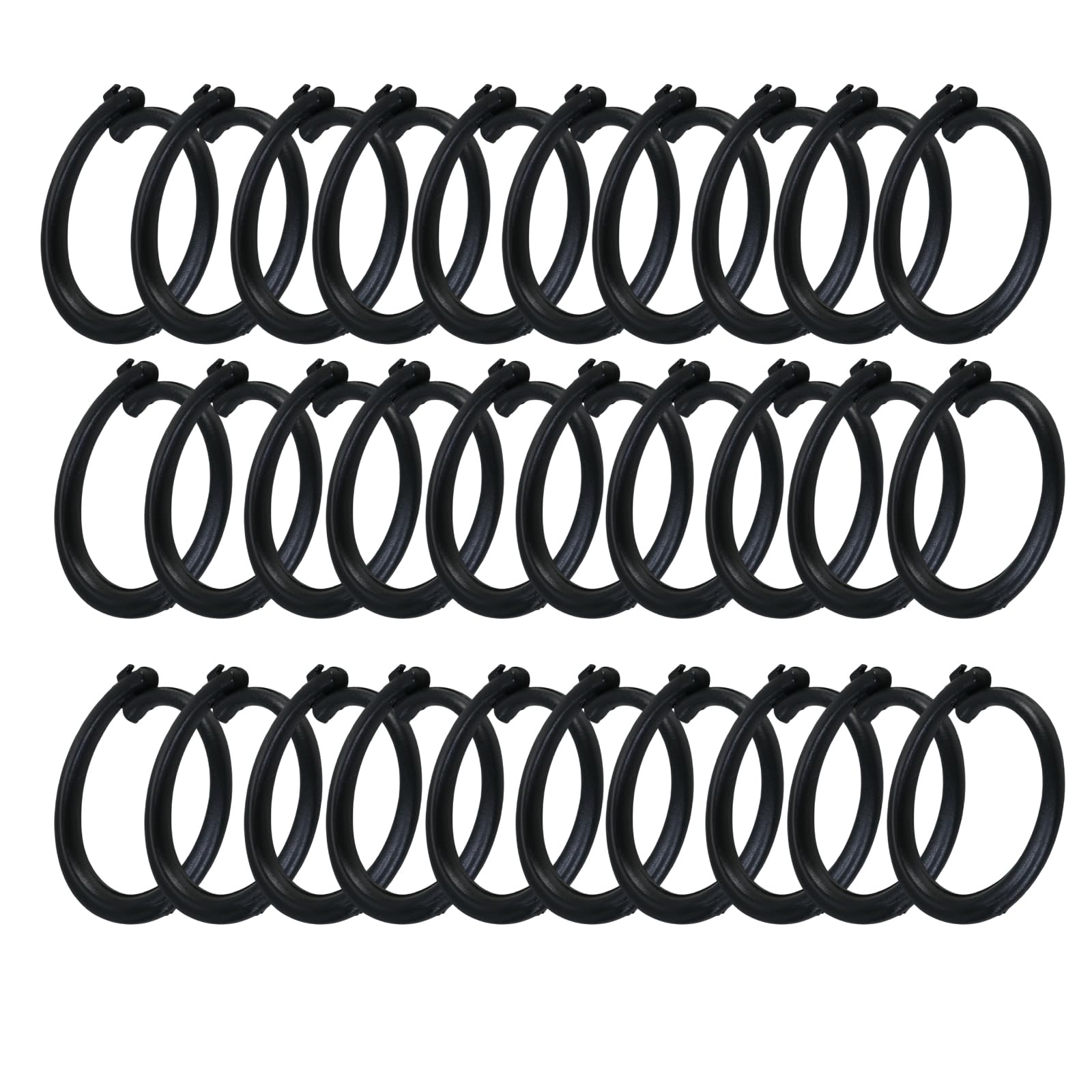 30 Pack Plastic Hooks for Gazebo Curtains, Heavy Duty Black Shower Curtain Rings, Durable Curtain Hooks Plastic for Outdoor Pergolas, Bathroom Window Rods and DIY Projects