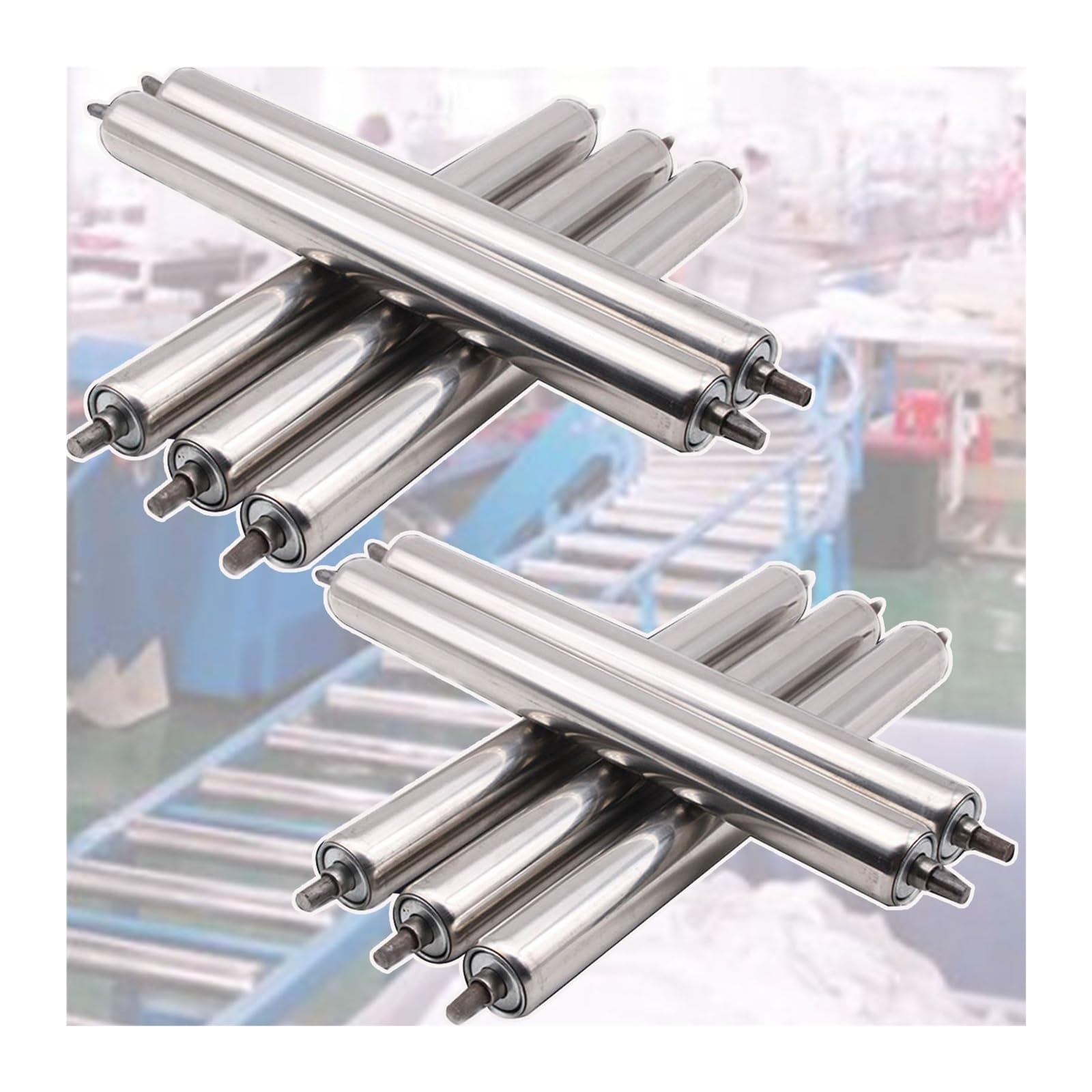 Rouleaux de convoyeur en acier inoxydable pour lignes logistiques de 61 cm