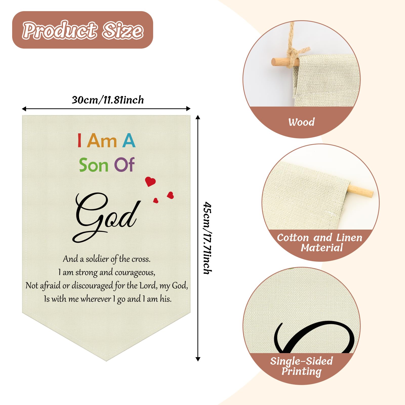 Christian Bible Verse Inspirational Hanging Pennant Flag Banner Scripture Religious Wall Sign Decor Inspirational Gifts for Nursery Living Room Bedroom Kids Girl Boys Christmas Birthday Gifts