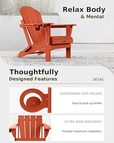 Vista 70 de MUCHENGHY Sillas Adirondack plegables, sillas de patio, sillas de césped, silla para exteriores, silla Adirondack de plástico, sillas para hoguera