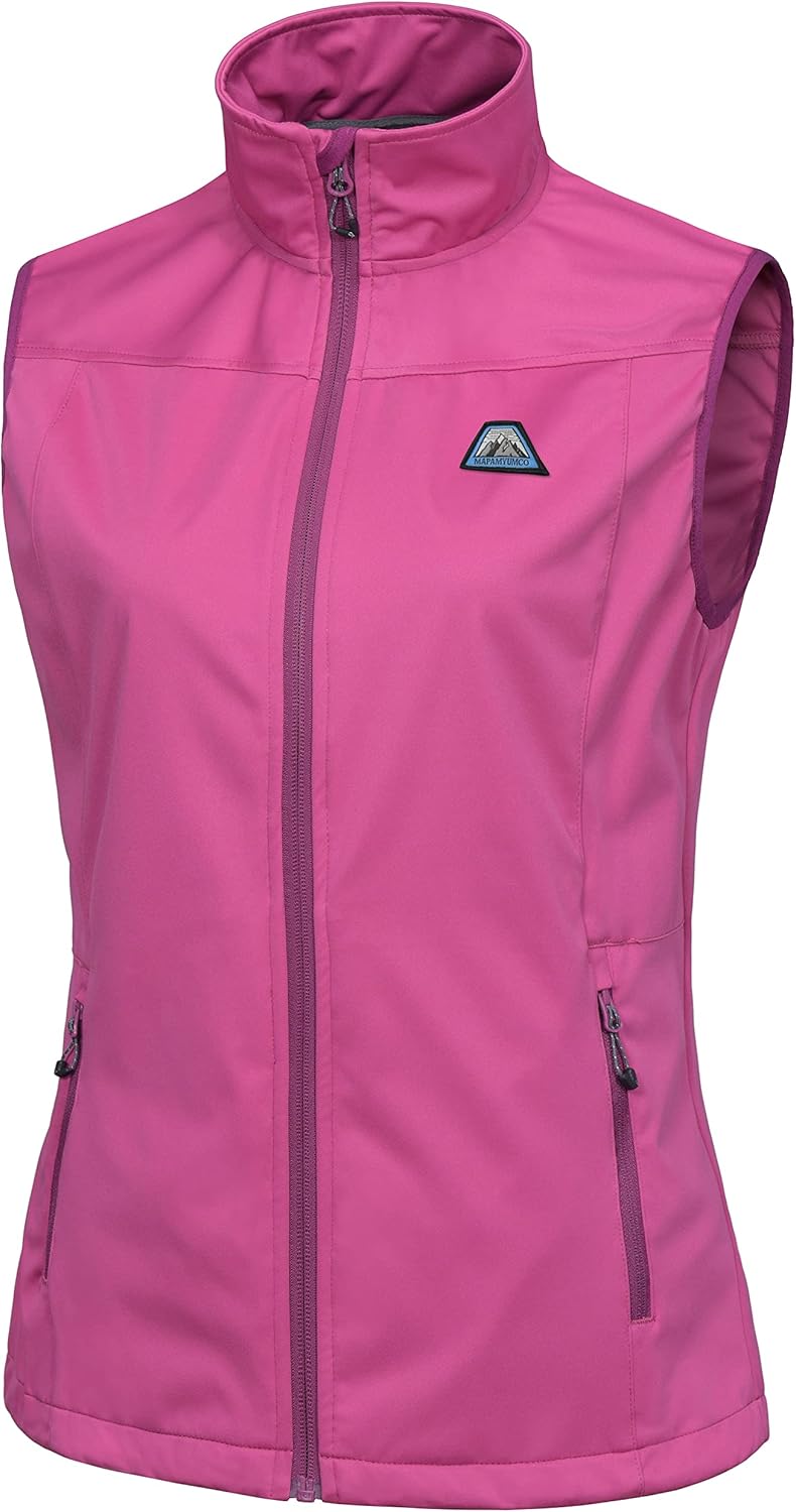 Mapamyumco Women's Lightweight Vest, Windproof Sleeveless Jacket Water-Repellent Softshell Vest for Running Golf Hiking