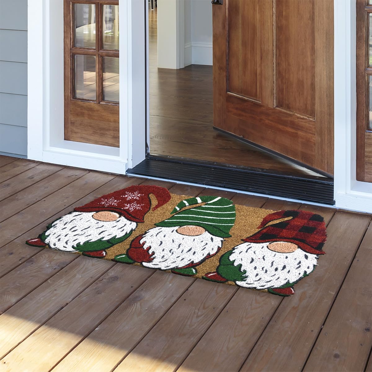 Holiday Gnomes Coir Doormat - Christmas Decor -2