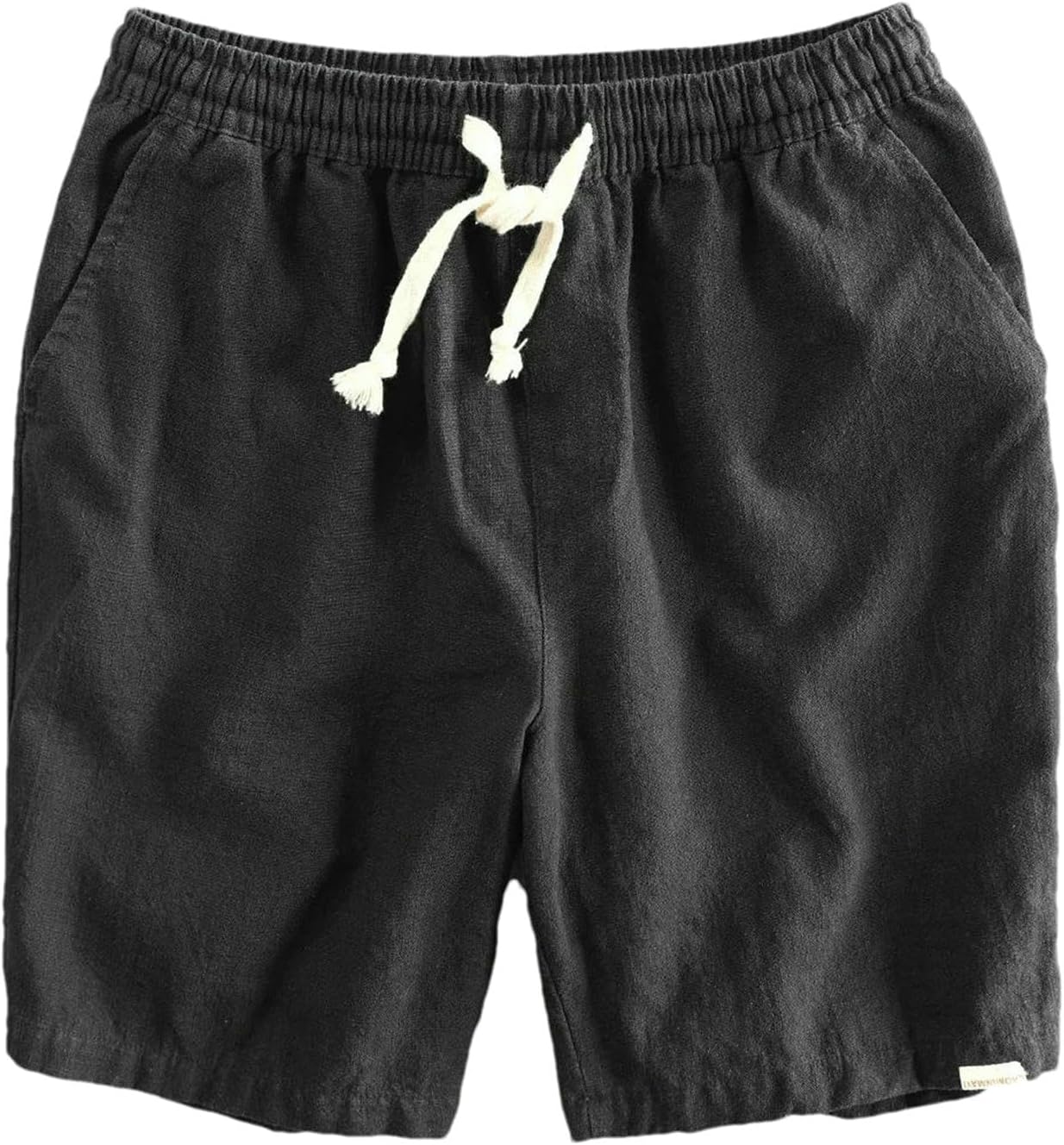 Summer Cotton Linen Beach Shorts Pants for Men Casual Sold Color Loose Drawstring Cropped Man Shorts Pants
