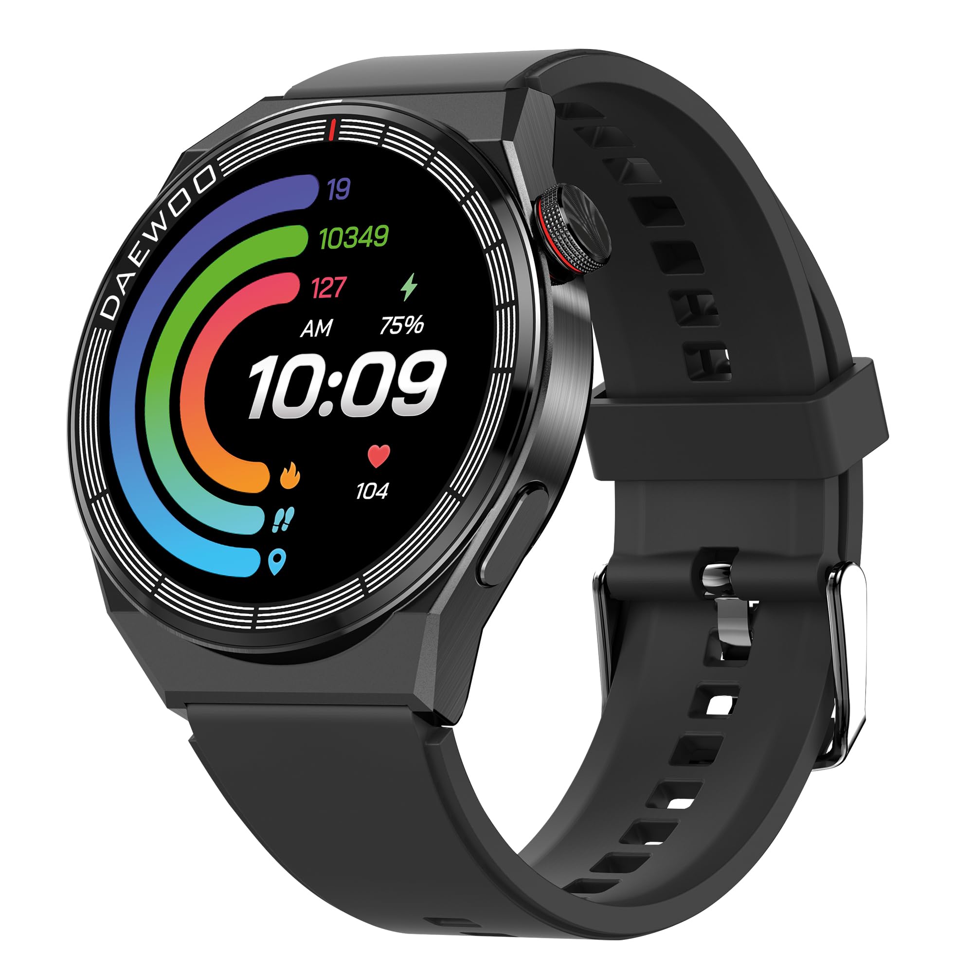 Daewoo Unisex "CNX+" AMOLED Display Smart Watch Activity Fitness Tracker with Bluetooth to Android & iOS in Black