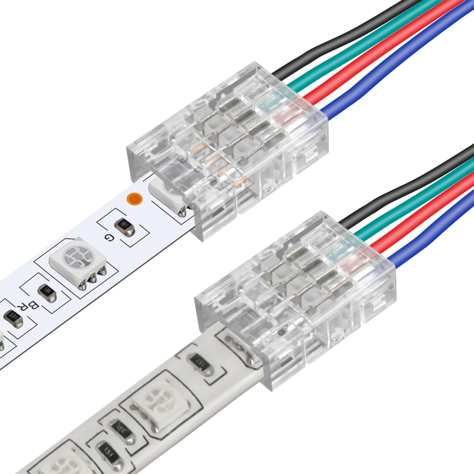 RGBZONE 4 Pin 10mm LED Strip to Wire Connectors, 25PCS
