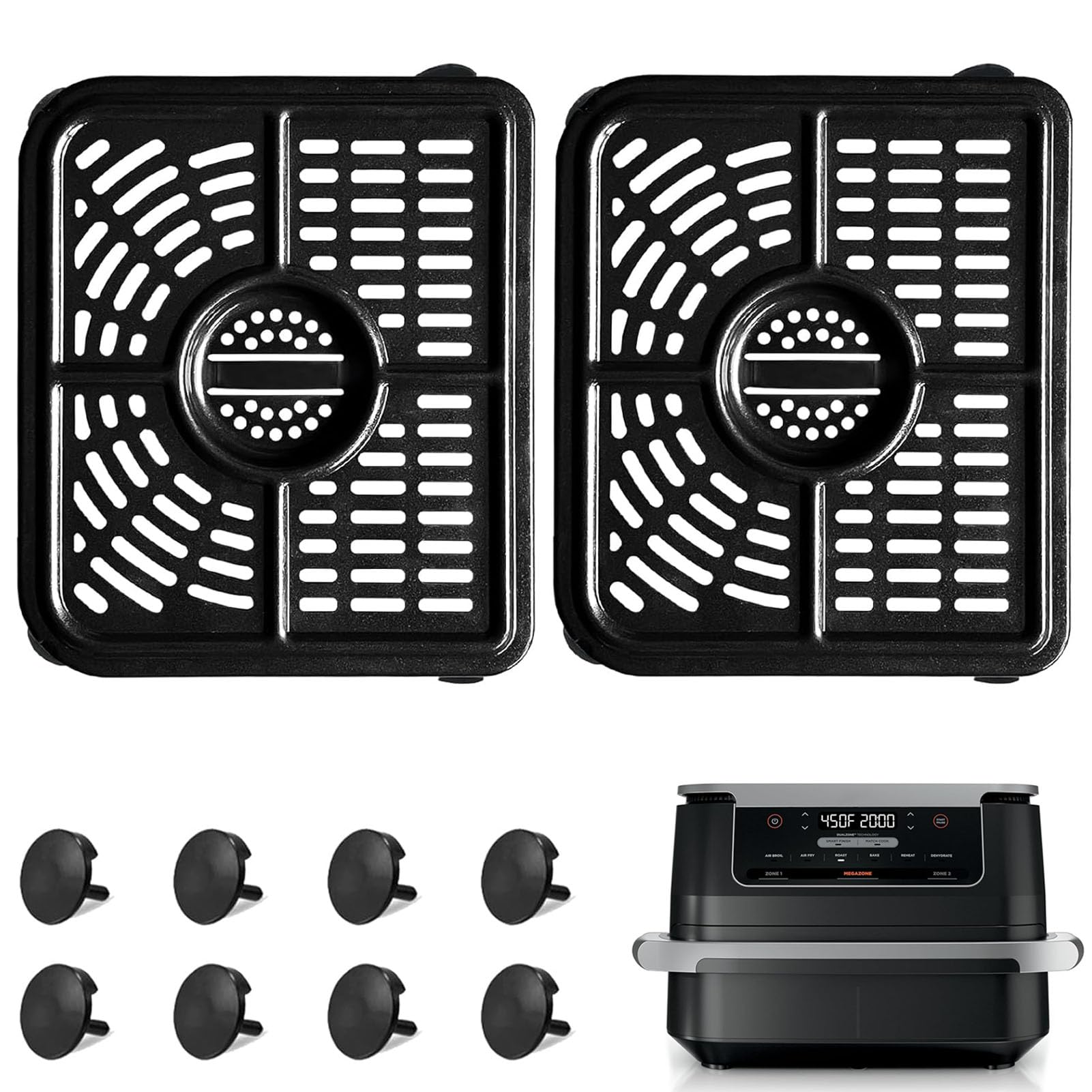 GXF Air Fryer Tray for Ninja Foodi FlexDrawer Dual Zone Hot 10.4L 7 in1 AF500EUCP 6 in 1 6L AF550EU, 2 Packs Replacement Air Fryer Crisper Plate Grill Pan Grill Plate Accessories Auflaufform Zubehör