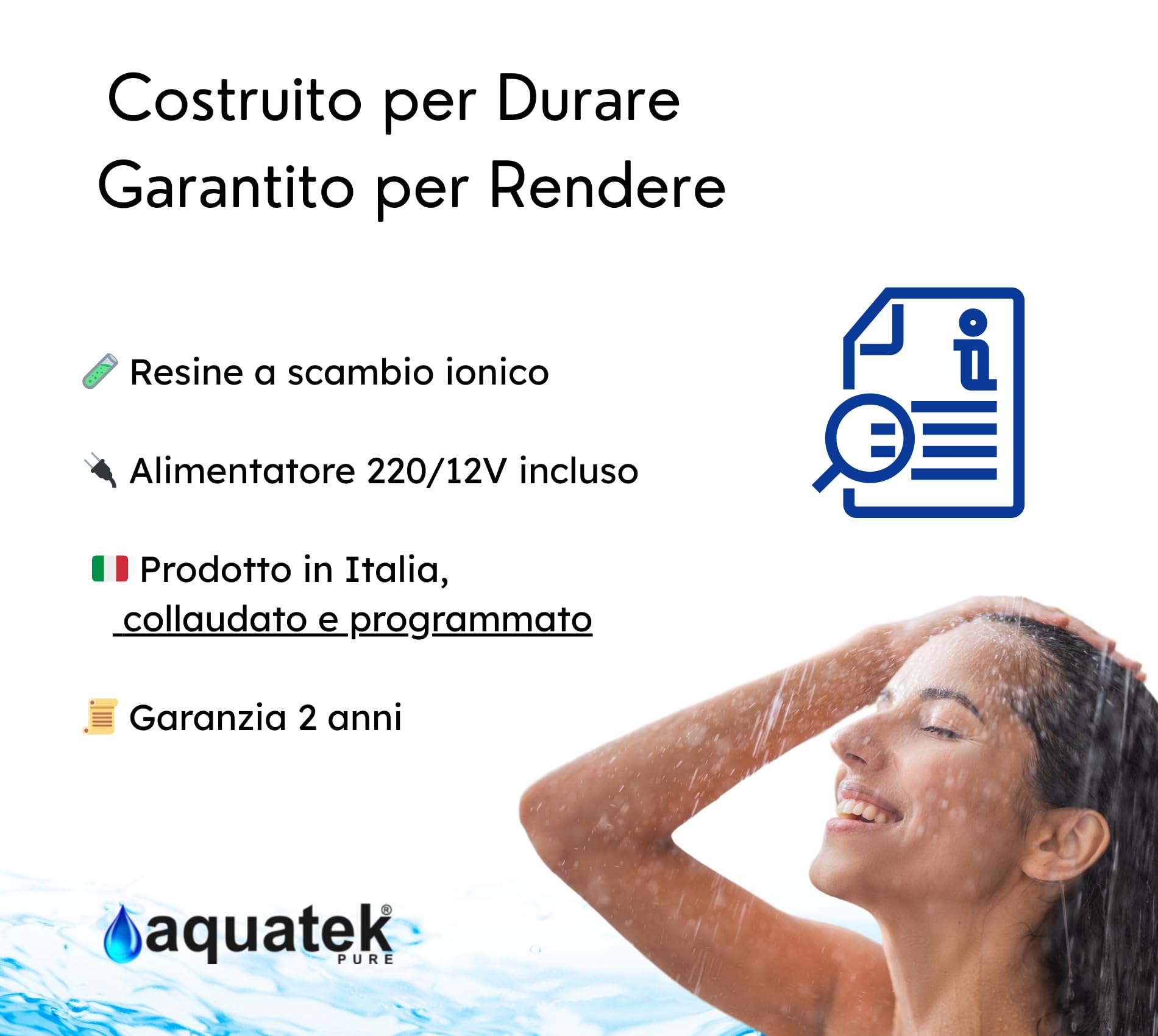 Aquatek - LUXURY 30 Litri Addolcitore D'Acqua Automatico Cabinato Rigenerazione Elettronica Runxin F69P3 Bypass Miscelatore Resine Low Consumption Adatto per Famiglie da 1 a 10 Persone