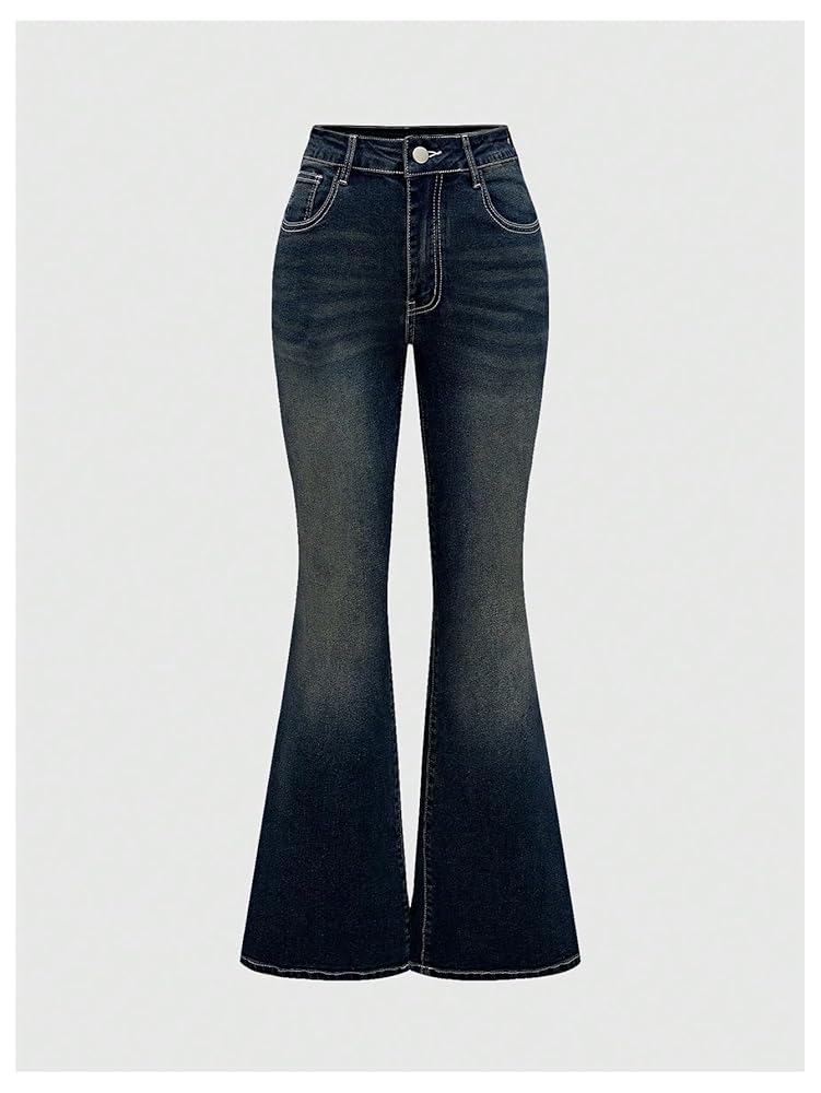パンツ 5351 shirring flared denim Y2K archive Our Grunge Punk Y2K Vintage Flare Jeans For Women, Pocket
