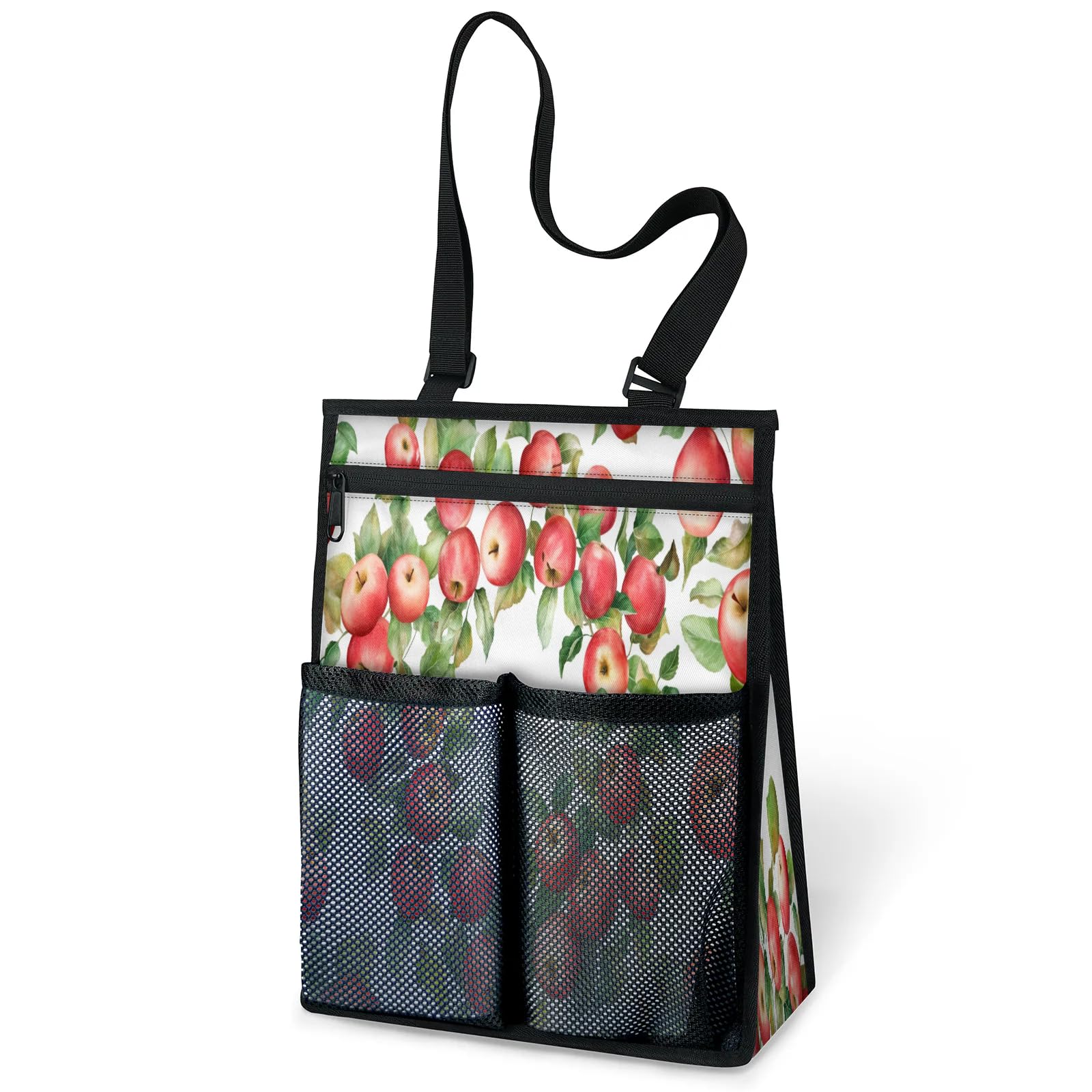 Ourtheme Apples Leaves Pattern Portable Shower Bag for Travel Gym Camp Beach Tote Shower Caddy Bags Hanging Toiletry