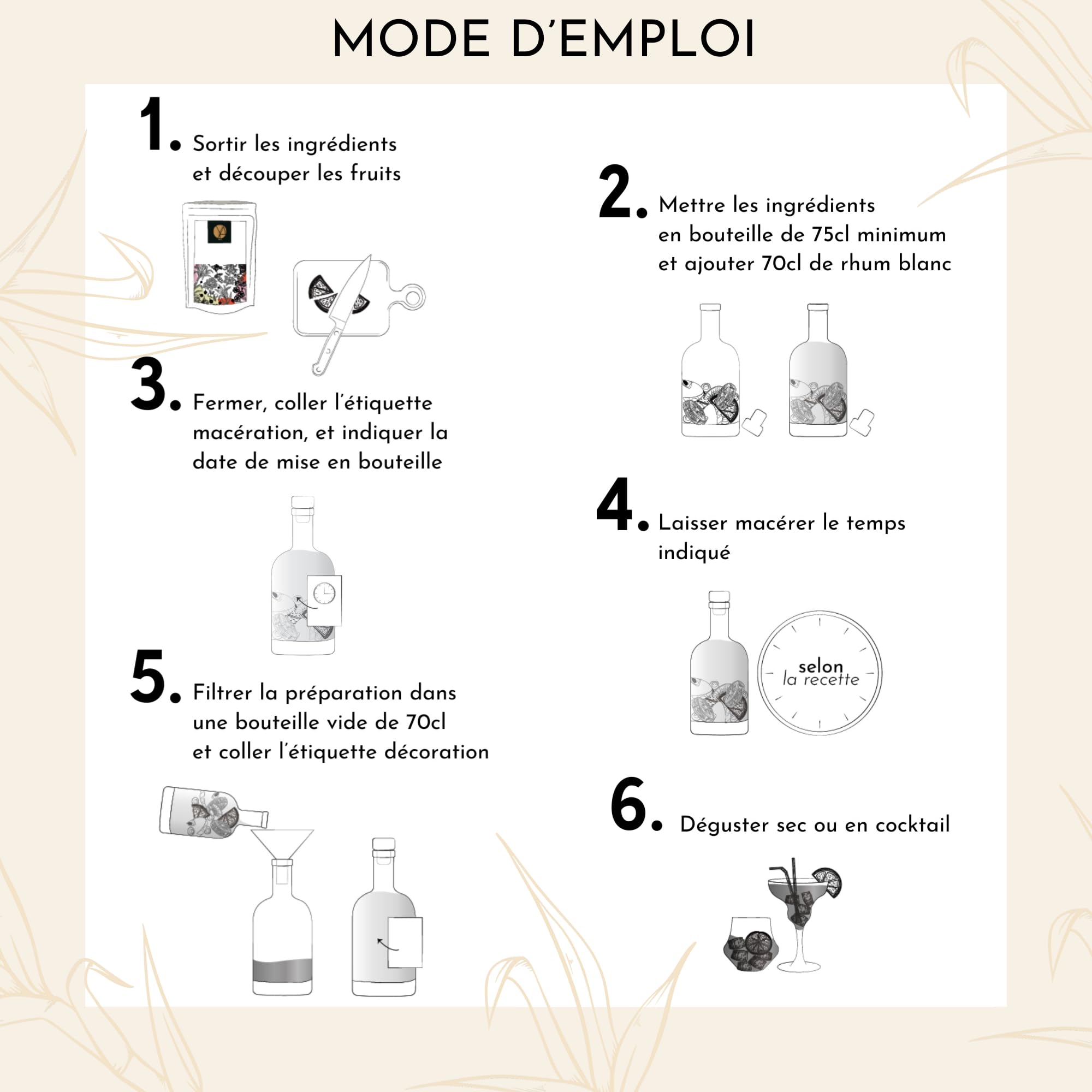 OYA - Coffret Rhum Arrangé Dégustation - Kit Cadeau Rhum avec 1 Bouteille 75cl, 4 Préparations Artisanales et Livret Cocktails - Idée Cadeau Anniversaire Homme, Fête des Pères