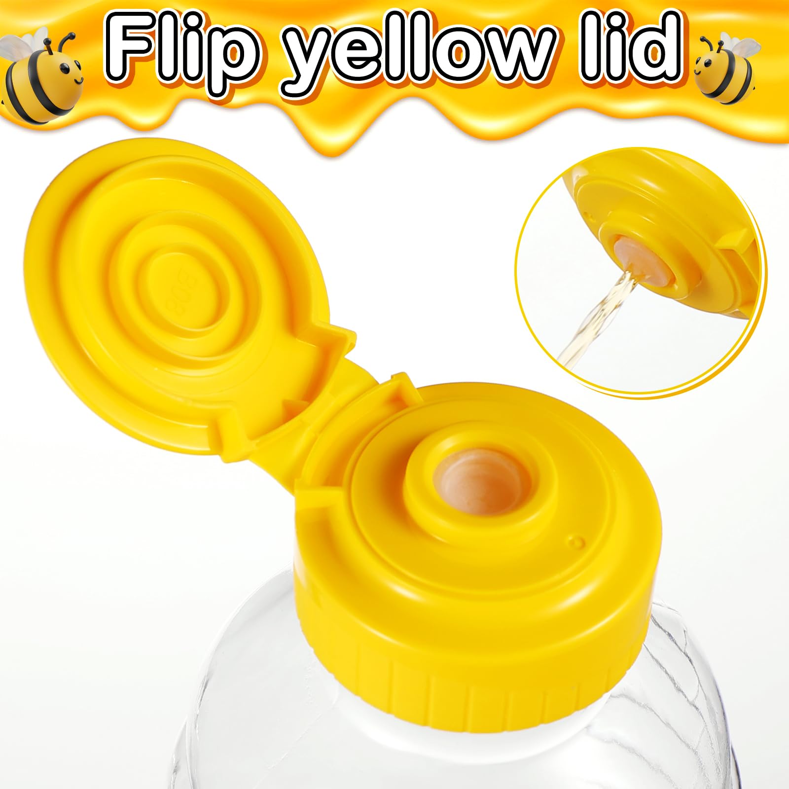 24 Pcs Clear Plastic Honey Bottles Plastic Skep Style Jar Honey Squeeze Bottle Empty Refillable Honey Dispenser With Flip Top Lids Leak Proof Honey Containers Holders For Storing And Dispensing 32oz P 371912777 - View #7