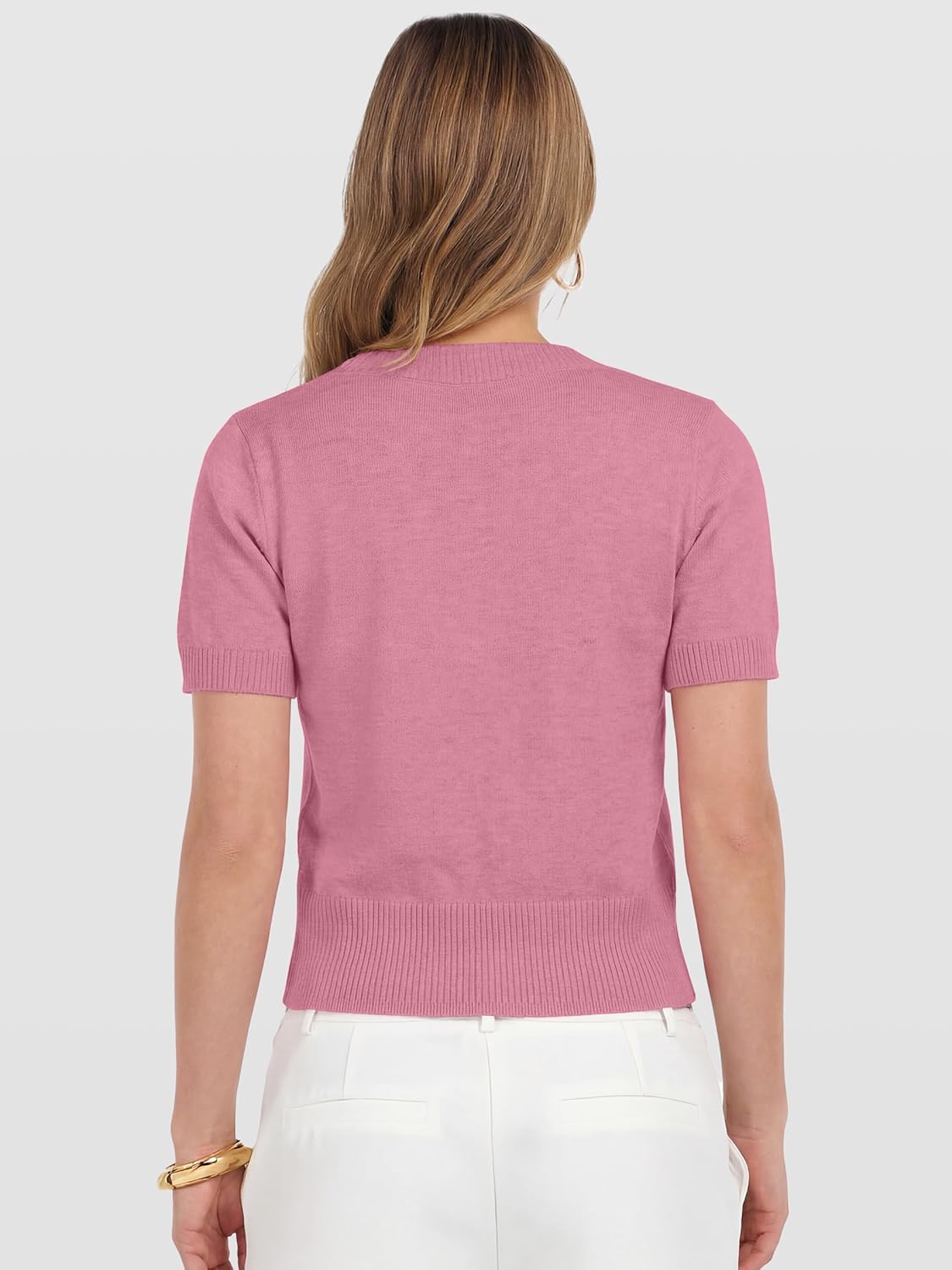 ANRABESS Womens Short Sleeve Sweaters Cropped Crew Neck Business Casual Lightweight Sweater Tops 2026 Spring Summer Outfits