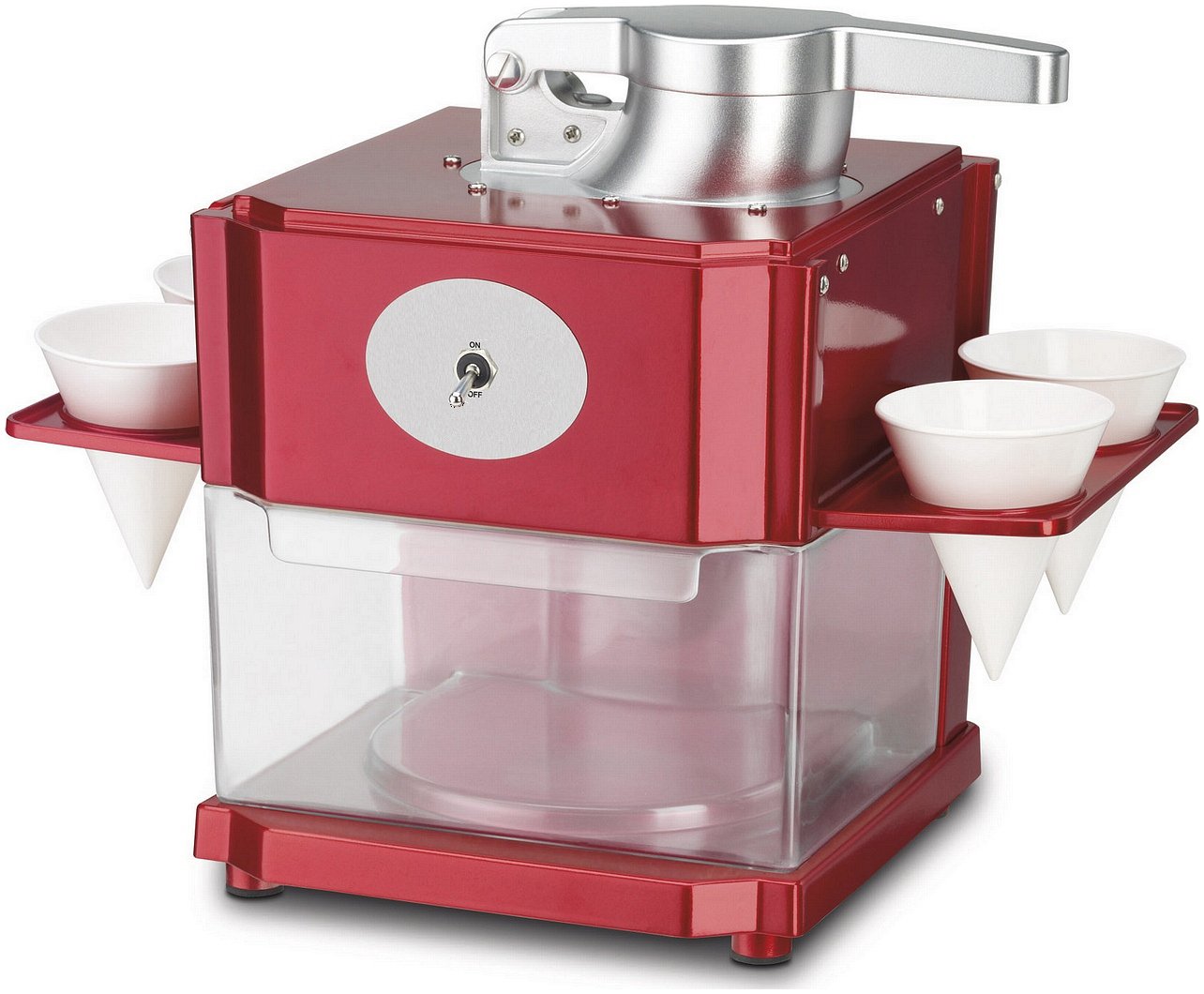 CF HomeEdition Snowcone/Slushie Maker, Eiscrusher, Shaved Ice Maker mit 4 Eisbechern und Servierhalter