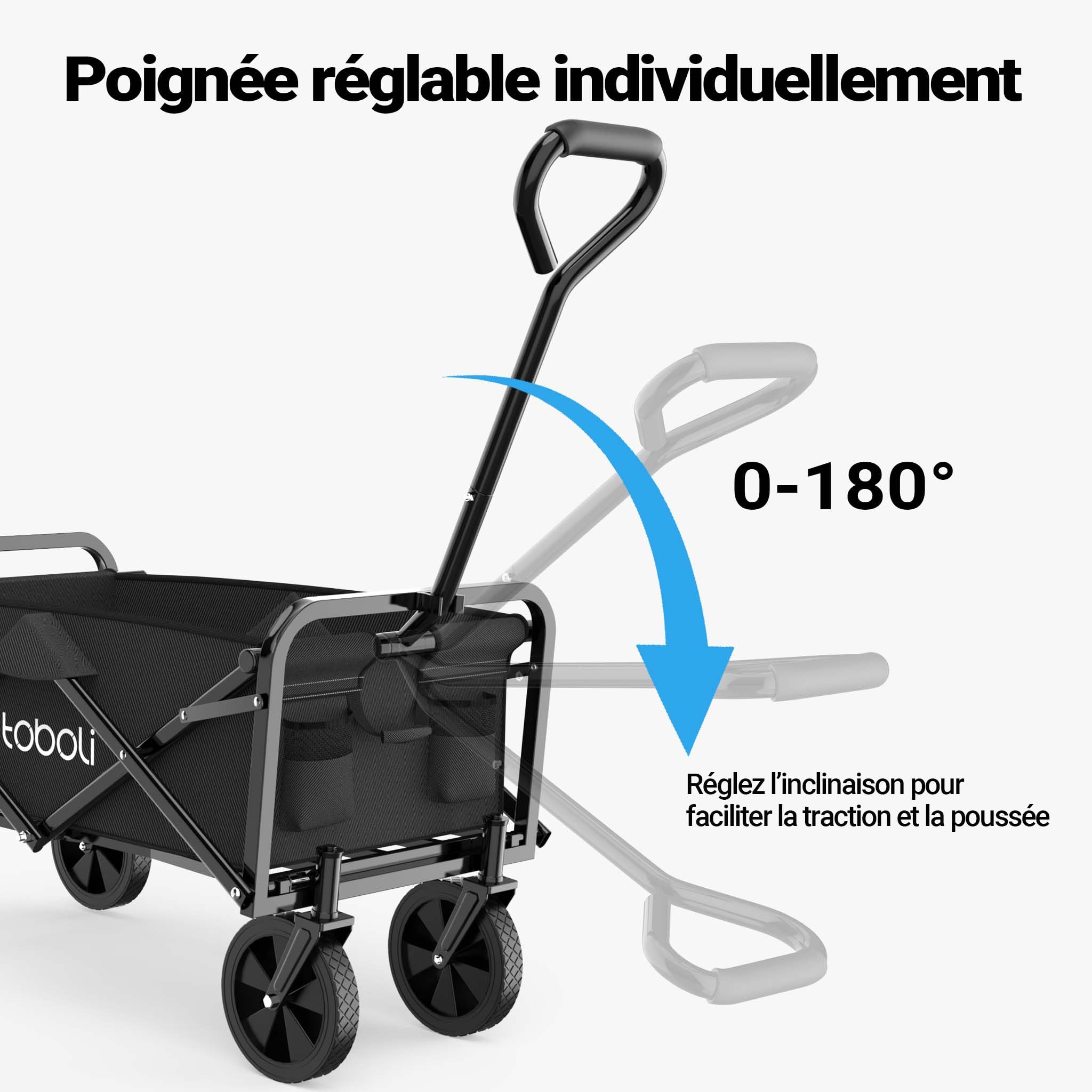 Bollerwagen Faltbar Offroad geeignet Transportwagen Schwarz Handwagen bis 100kg Traglast