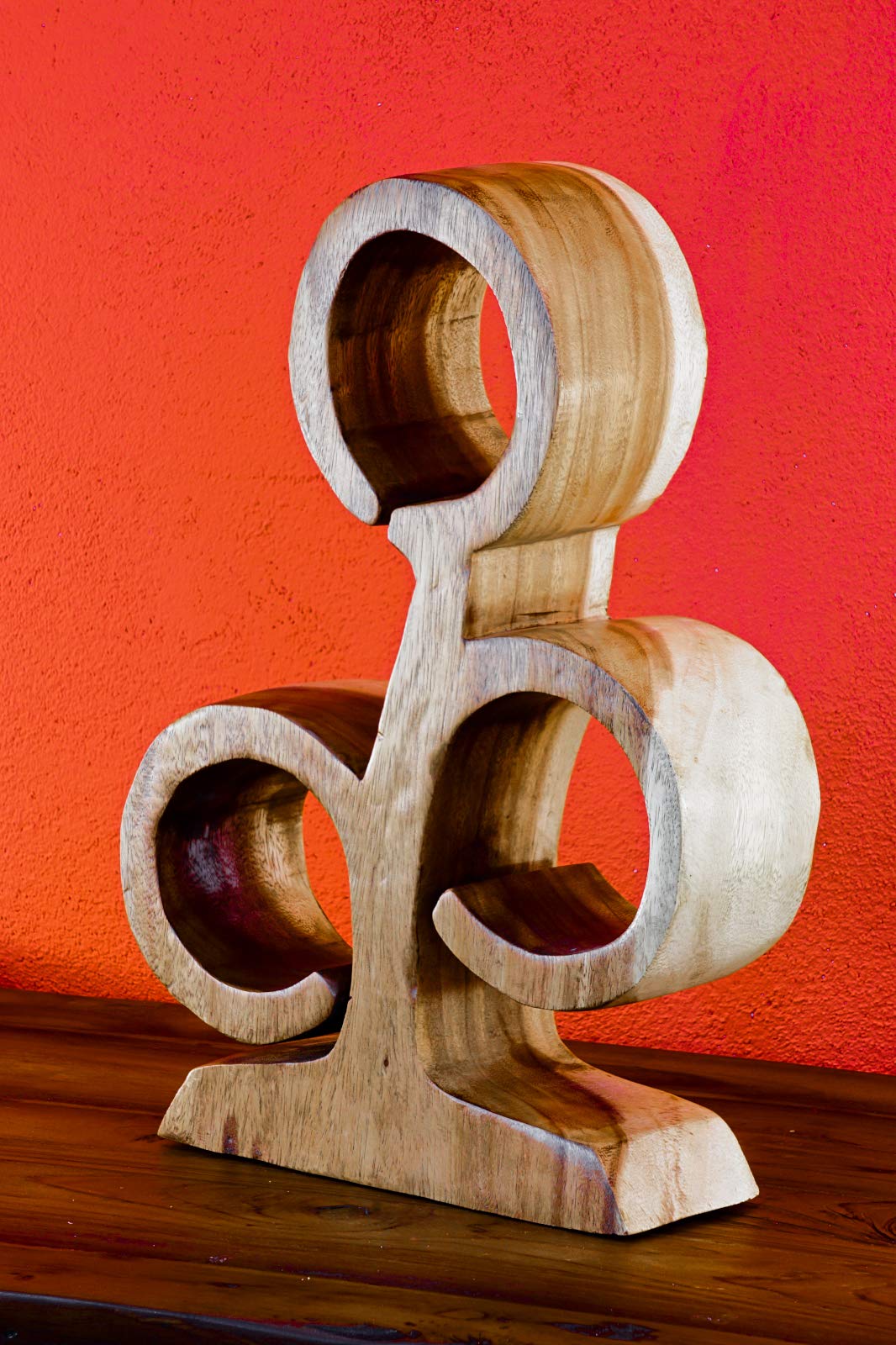 Kinaree 39cm Holz Weinregal für 3 Flaschen aus Akazie (Suar) Massivholz Natur braun