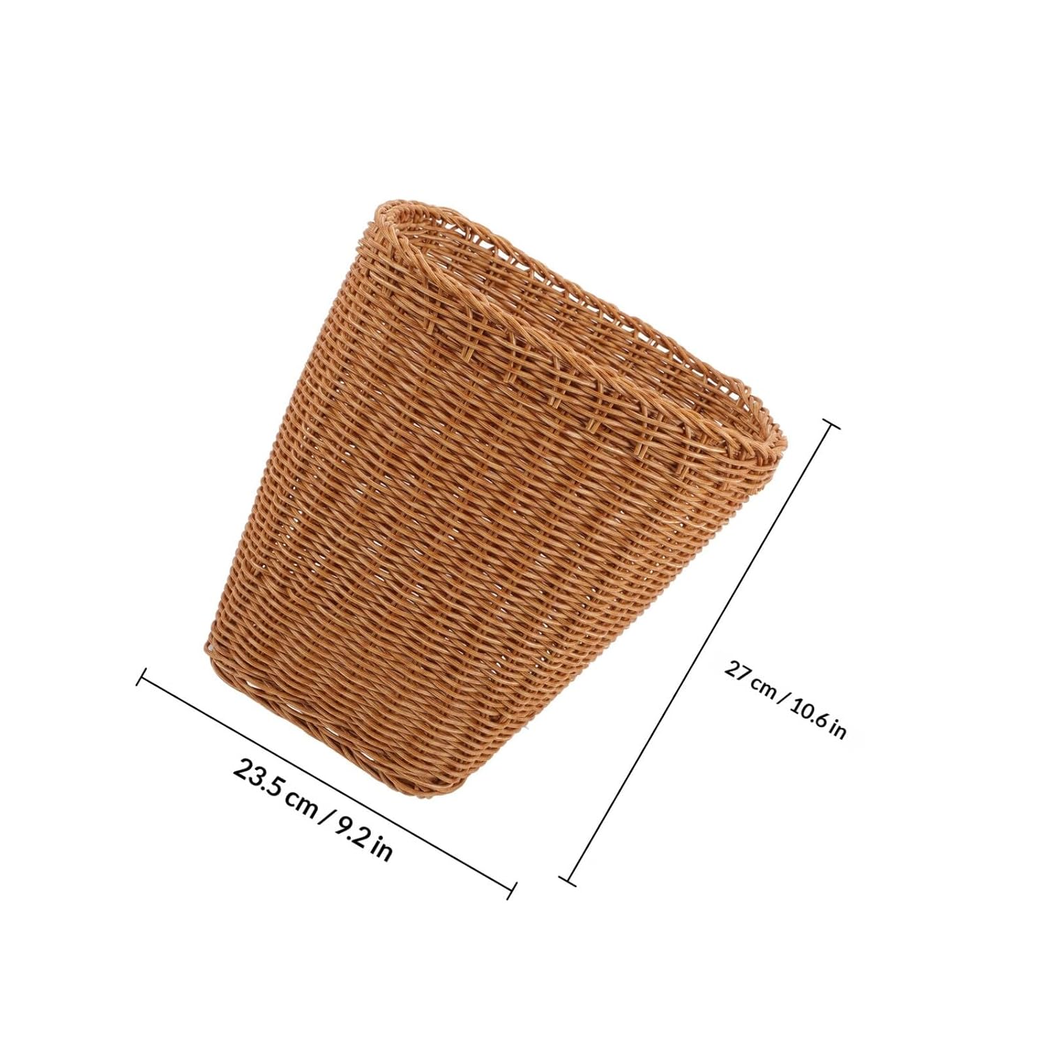Plastic Rattan Woven Storage Basket Trash Wastepaper Bin Square Plastic Wicker Basket for Bathroom Bedroom Home Office Organization