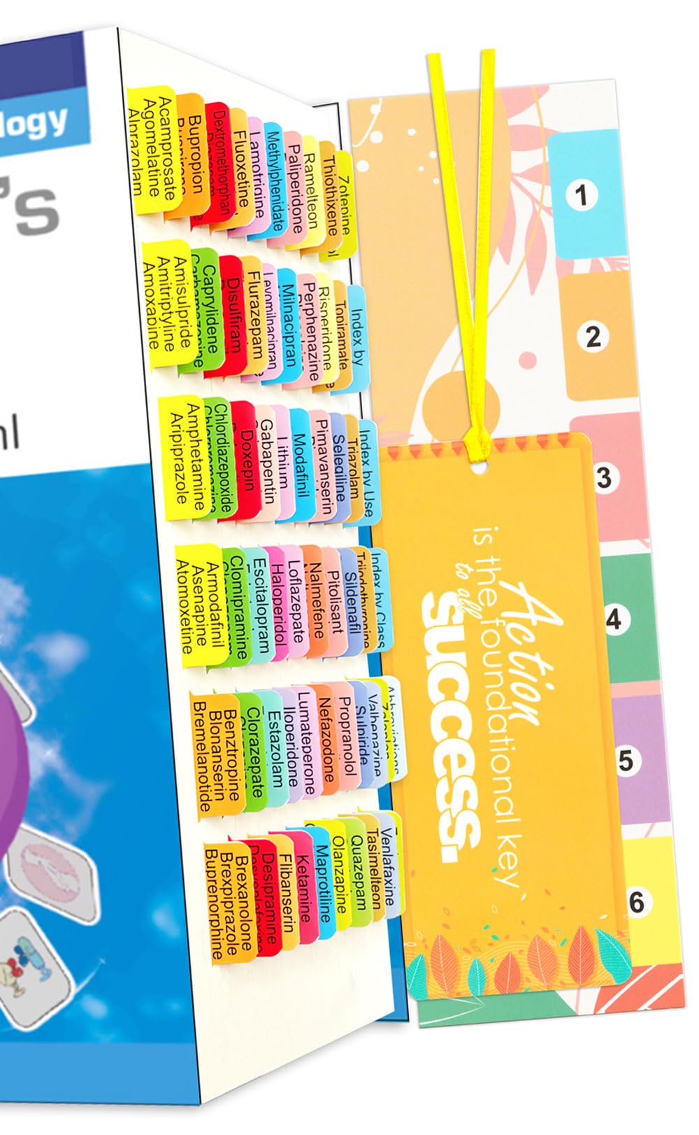 Color-Coded Index Tabs for Prescriber's Guide Stahl's 8th Edition, 72 Laminated Tabs, 62 Guide Tabs, 10 Blank Tabs with Alignment Card(Book not