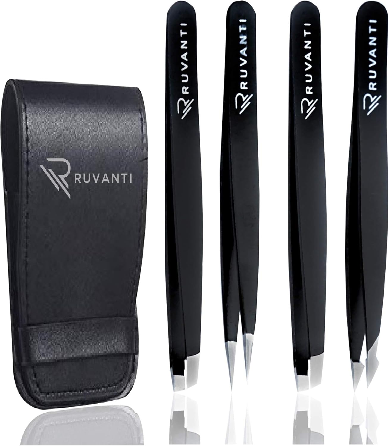 Ruvanti4 Piece Professional Stainless Steel Tweezers Set Eyebrow