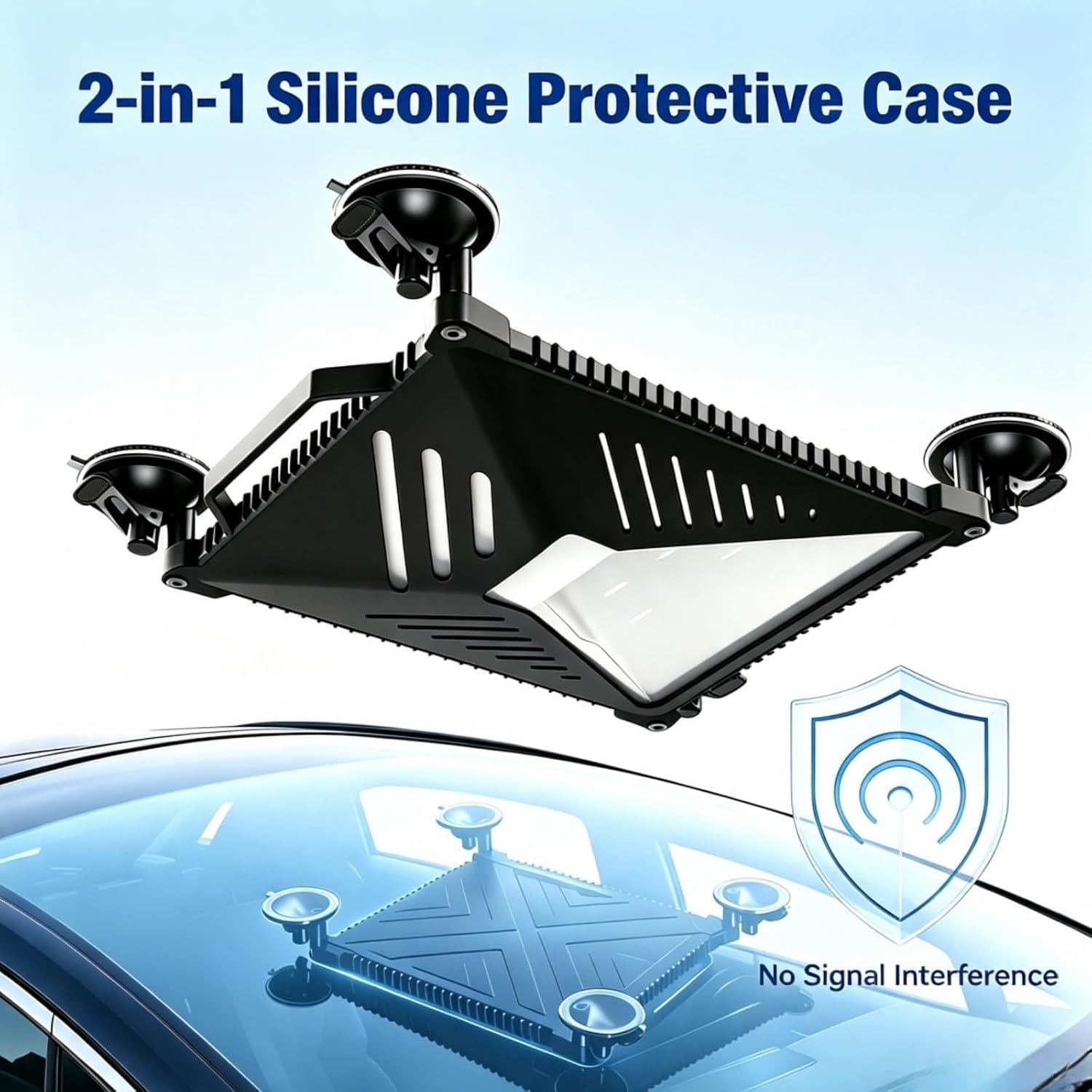 Magnetische Autohalterung für Starlink Mini Mount, 2-in-1-Silikon-Schutzhülle, Saugnapfhalterung, Kratzfeste UV-Schutzhülle für LKW, Boot, Autodach, Wohnmobil – Befestigung für Camping