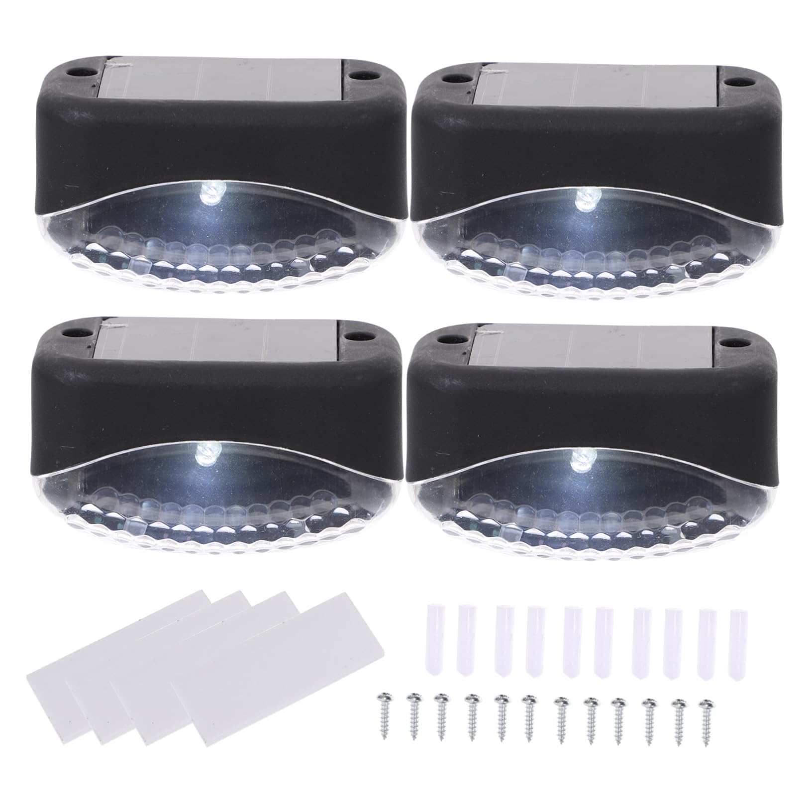 balacoo 4 Pack Solar Deck Step Lights Waterproof Outdoor Led Stair Lamp Solar-Powered Fence Garden Lights for Stairs Patio Deck