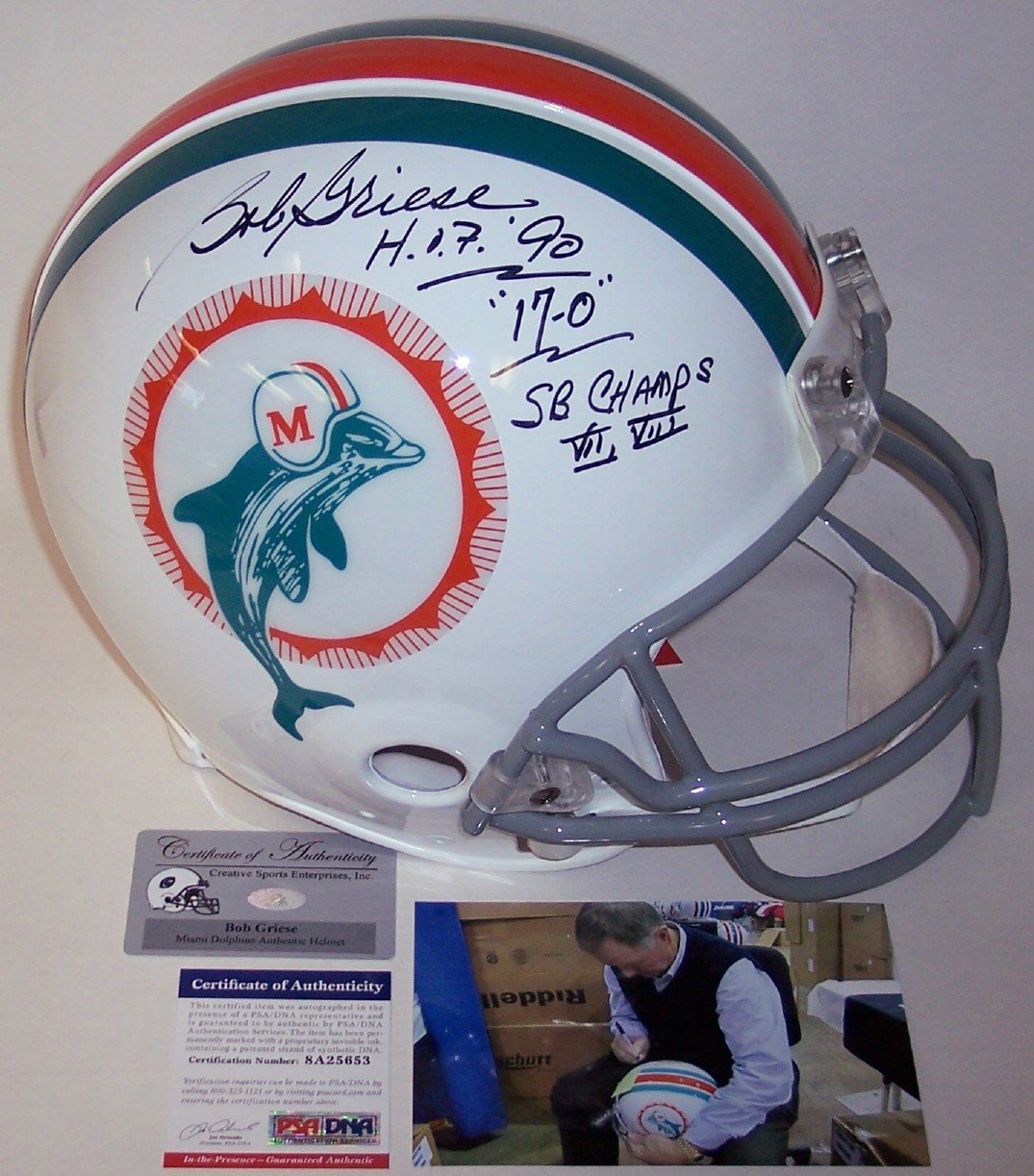 Amazon.com: Bob Griese - Autographed Official Full Size Riddell Authentic  Proline Football Helmet - Miami Dolphins Throwback - PSA/DNA : Collectibles  & Fine Art