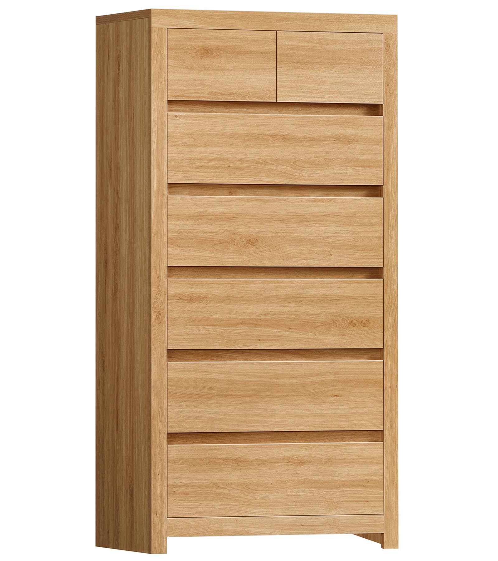 TEENFON 51.6" Tall Dresser for Bedroom with 7 Drawers, Modern Dressers &amp; Chests of Drawers with Thicker Panels, Wooden Dresser TV Stand, Bedroom Dressers, for Bedroom, Hallway, Natural