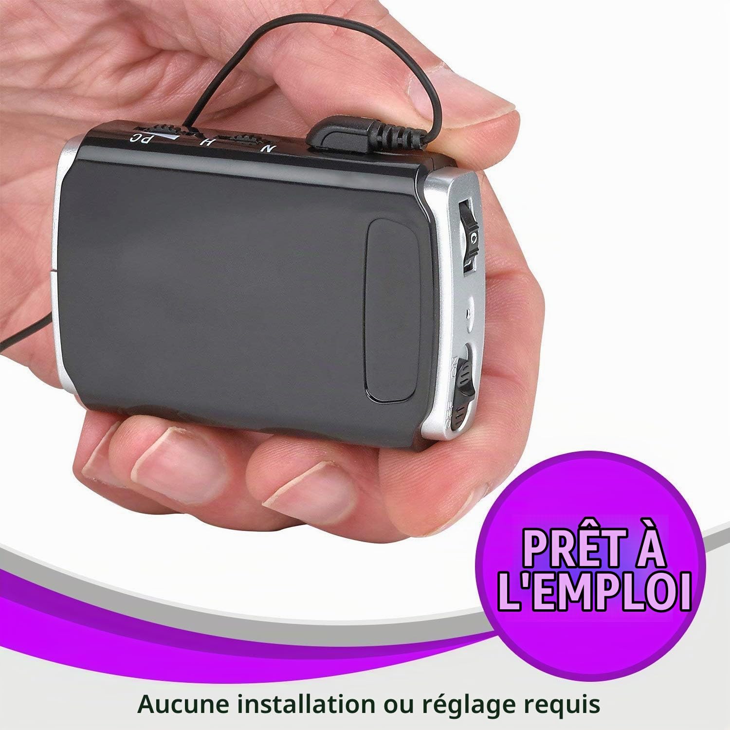 Amplificateur de son - Amplificateur de voix pour son de poche avec micro/oreille DUO PLUS casque supplémentaire et ensemble de microphones, amplificateur de son personnel par MEDca