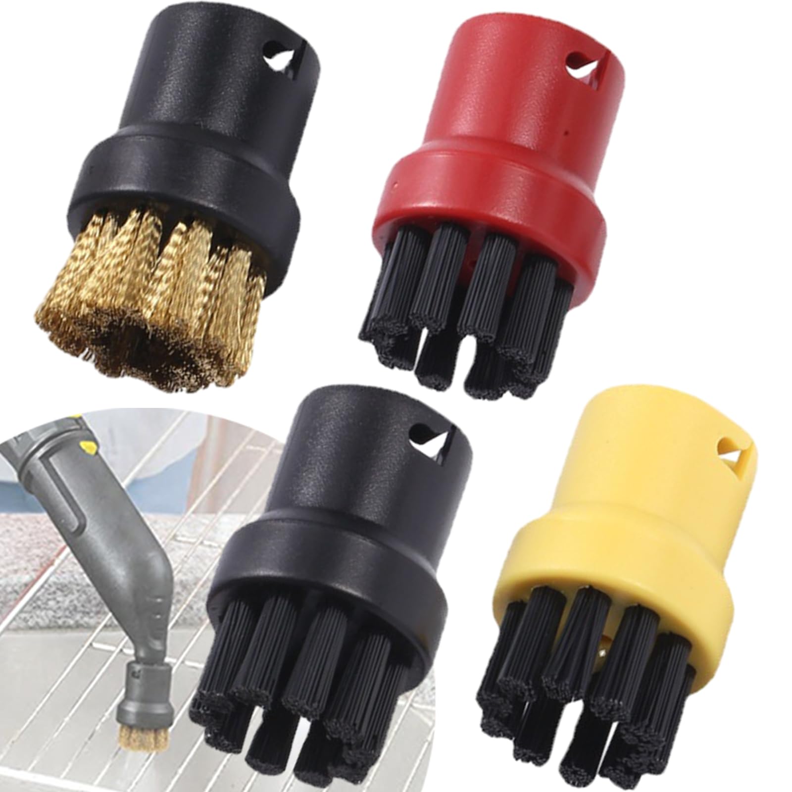 4 Pcs Steam Nylon Round Brushes for Karcher, Durable Round Brush Nozzle Head, Karcher Steam Cleaner SC1 SC2 SC3 SC4 SC5 SC7 CTK10 Series