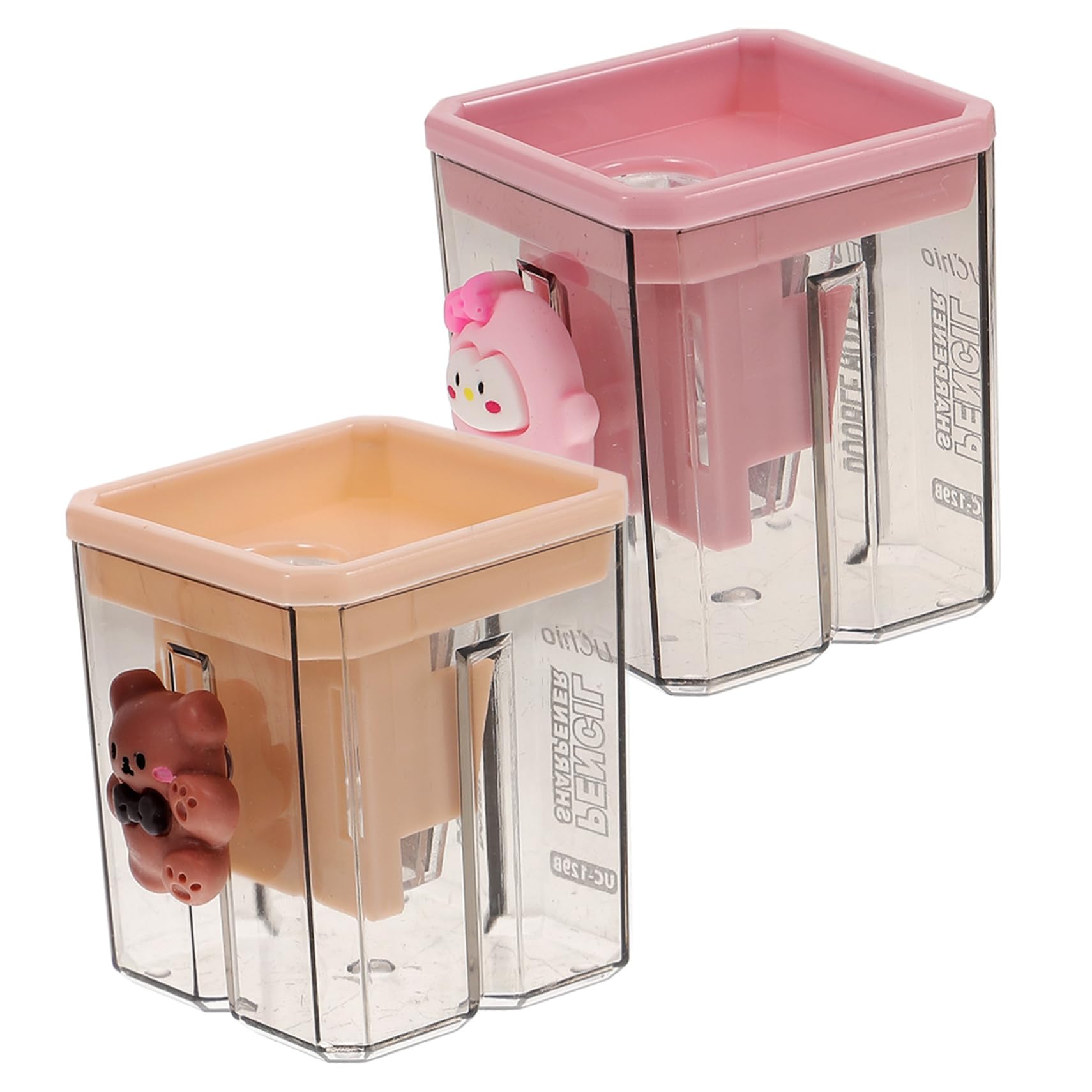 HOMSFOU 2 Pezzi Temperamatite Portatile Manuale Leggero per Scuola e Ufficio Affilatura Design Cartoon Kawaii con e Facile Usare e Trasportare