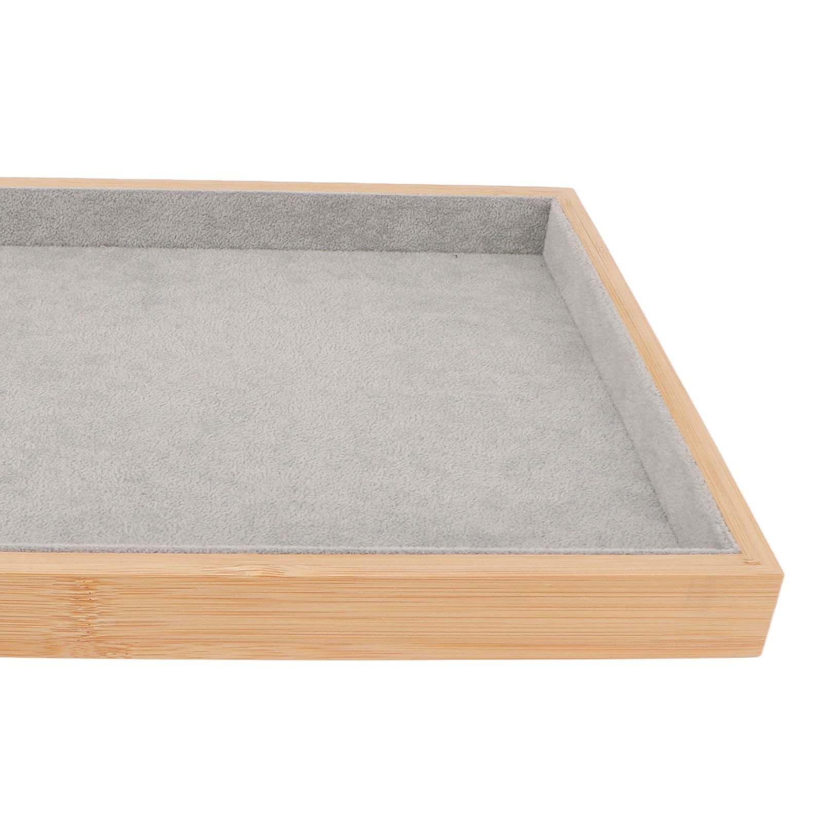 Organizator na Biżuterię, Drewniana Taca Flanelowa, Szary, Elegancki Styl, dla Odpowiedniego Porządkowania, Perfekcyjnie dla Kobiet, Dla Różnorodnych Rodzin i Właścicieli Salonów