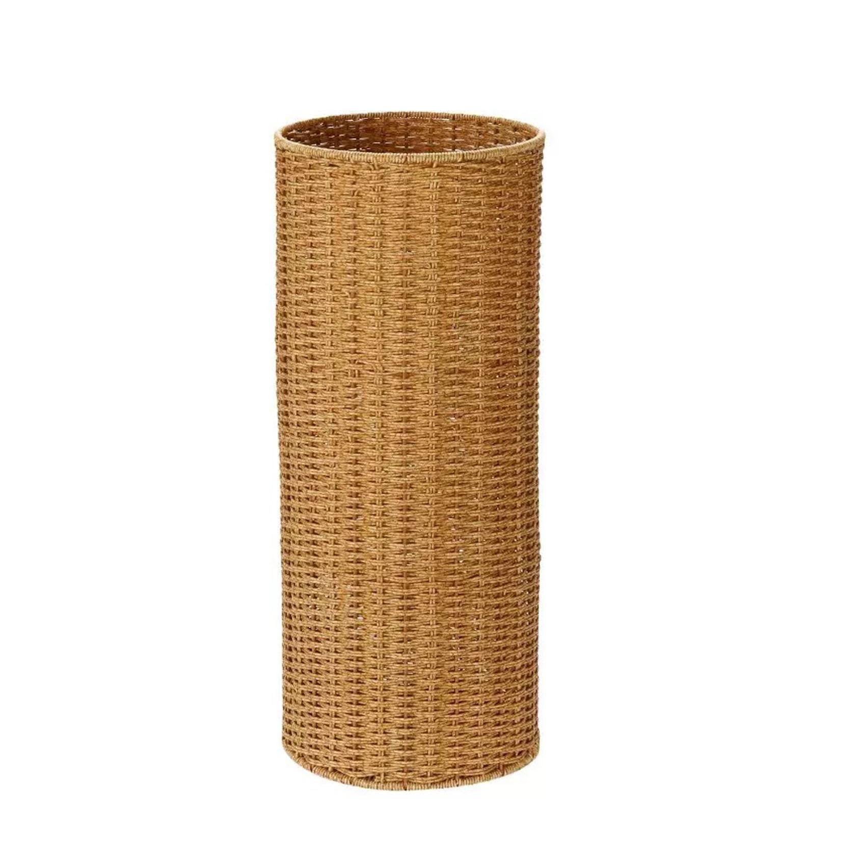 WQPMNYG Handwoven Rattan Umbrella Stand - Stylish Freestandingfor Walking Canes & SticksChic Entryway Decor & Storage Basket Natural Home Accessory