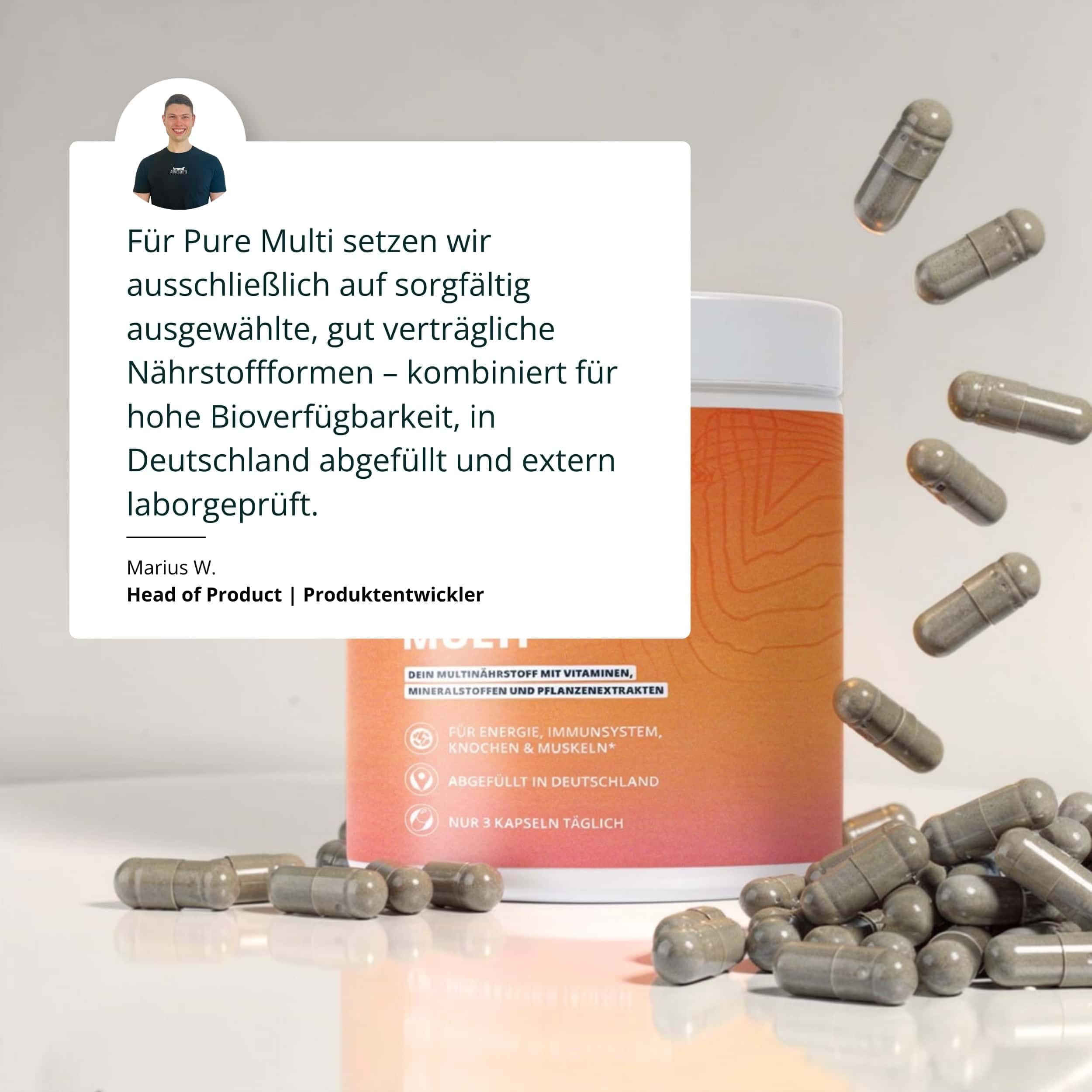 Multivitamin Tabletten hochdosiert – Vitamine, Mineralien & Immunsystem Stärken – Vegane Vitamin Supplements 135 Pure Multivitamin Kapseln – Nahrungsergänzungsmittel mit 22 Nährstoffen – Premium Multi