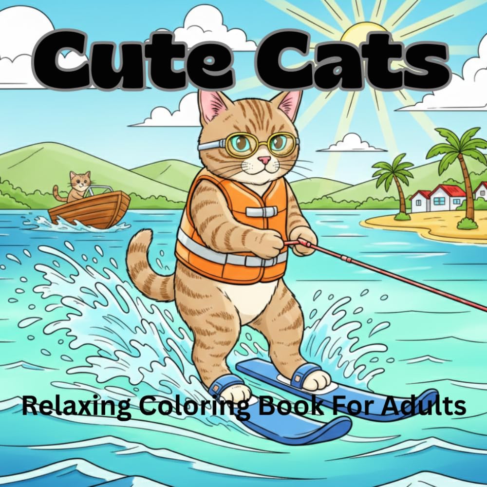 Cute Cats Relaxing Coloring Book: Funny Adult Coloring Book For Cat Lovers