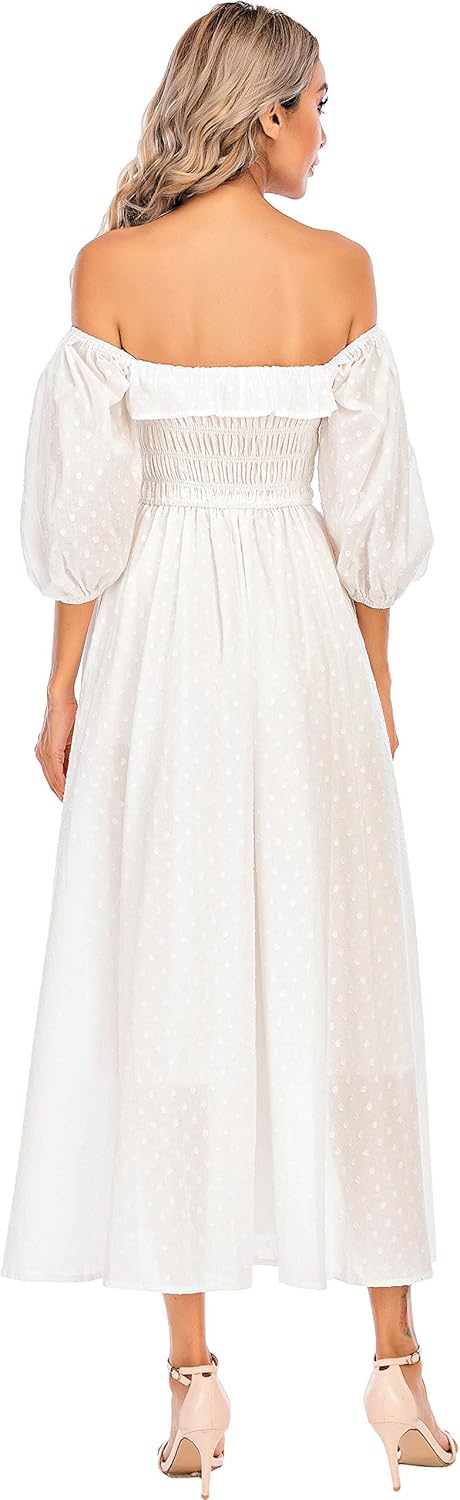 R.Vivimos Women Summer Half Sleeve Cotton Ruffled Vintage Elegant Backless A Line Flowy Long Dresses - Image 5