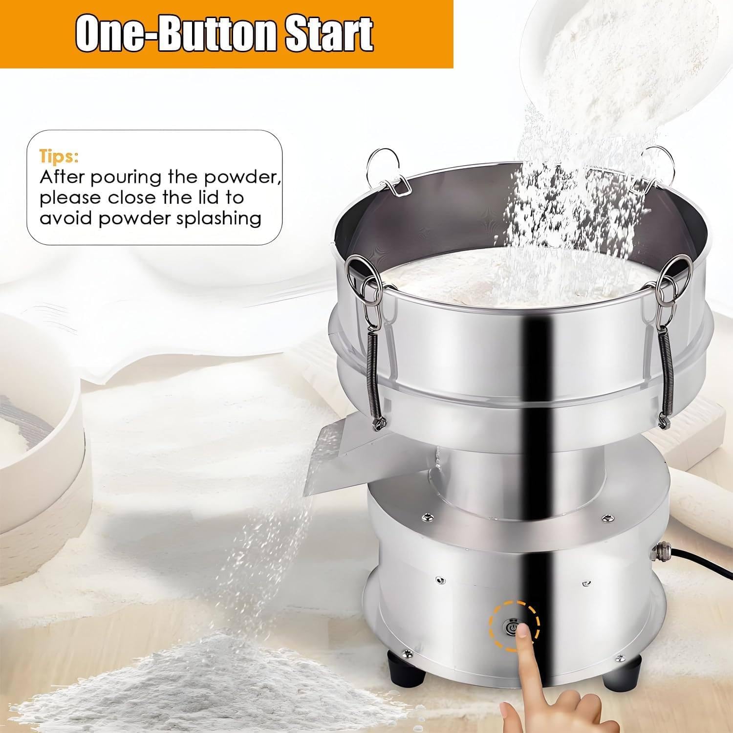 Electric Sieve Machine Automatic Powder Sifter Machine, Electric Flour Sieve with 30/40/60 Mesh, Commercial Sifter Shaker for Fine Powder, Efficient Baking & Cooking Tool 10cm-30&40mesh