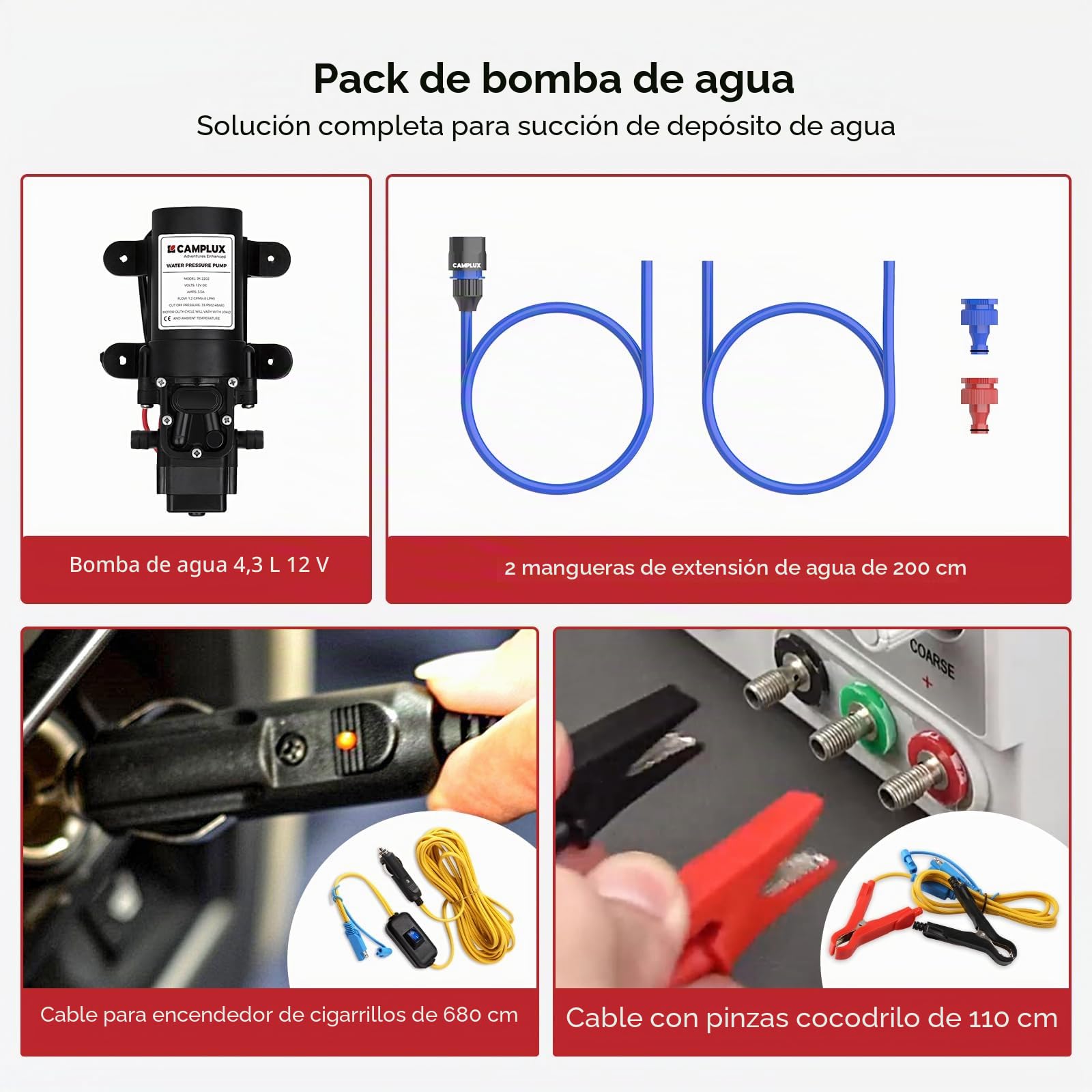 Camplux AY132P43 5L Calentador de Agua de Gas sin Tanque, con Bomba de Agua de 4.3L, para el Viaje, RV, Campamento, Caballos
