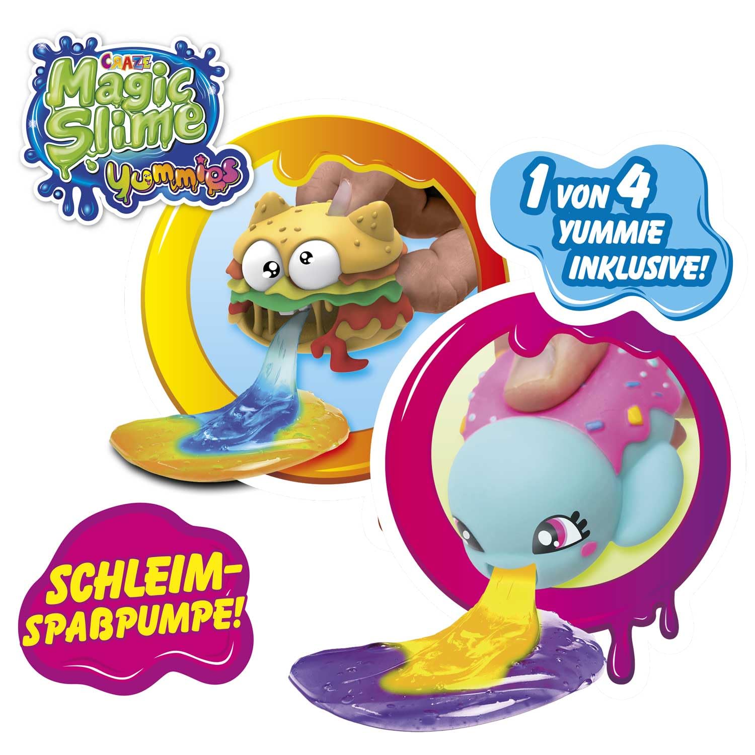 Craze Magic Slime YUMMIES | Melma per bambini in colori al neon con diversi caratteri di aspirazione, set sottile in barattolo da 85 ml, melma colorata per bambini senza lasciare residui