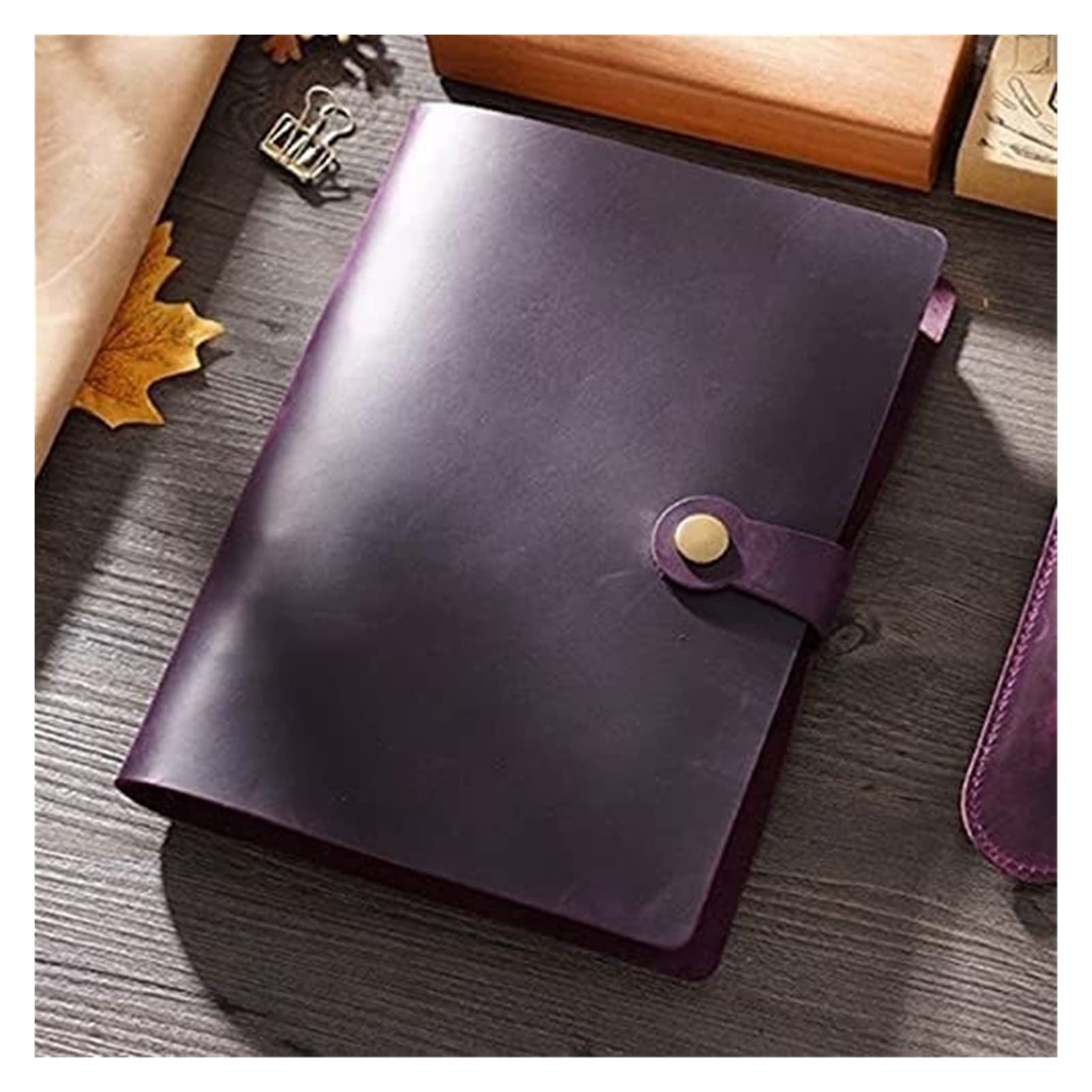 Cuaderno Libreta Escuela Cuaderno Espiral De Cuero A5 192 Páginas Cubierta De Bloqueo Diario De Oficina Viaje DIY Cuaderno De Bocetos Hecho A Mano Regalo De Estilo Simple Cuaderno Empresarial(F-Purple