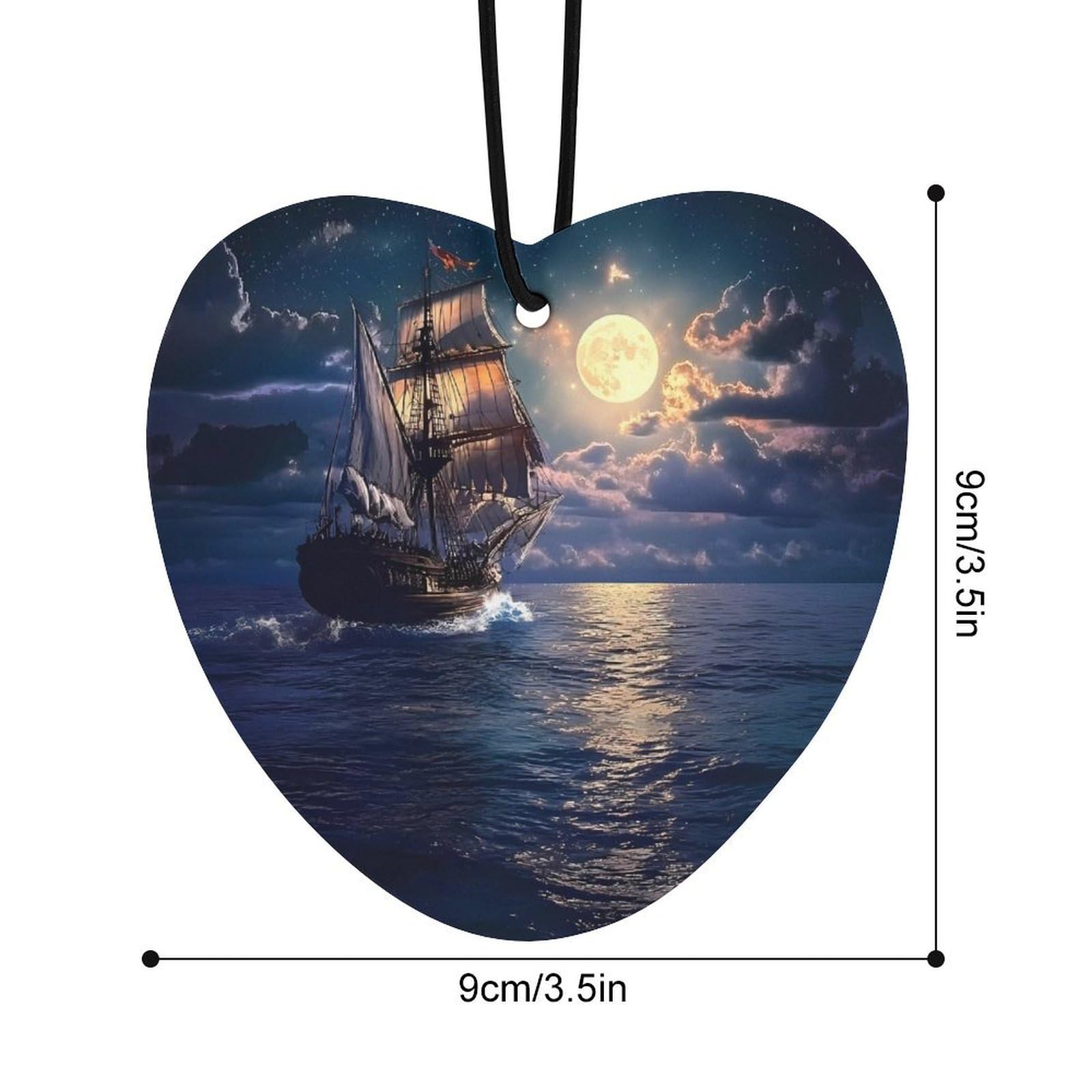 Boat Seascape And Moon in The Sky Car Air Freshener Hanging Aromatherapy Tablets for Car Accessories Love form