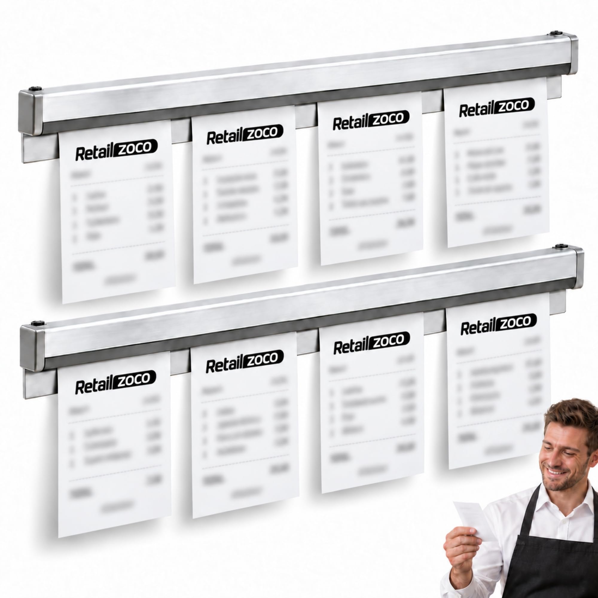 Barra de Pedidos, Soporte Comandero Aluminio Autoadhesivo, 2 Unidades - imagen 1