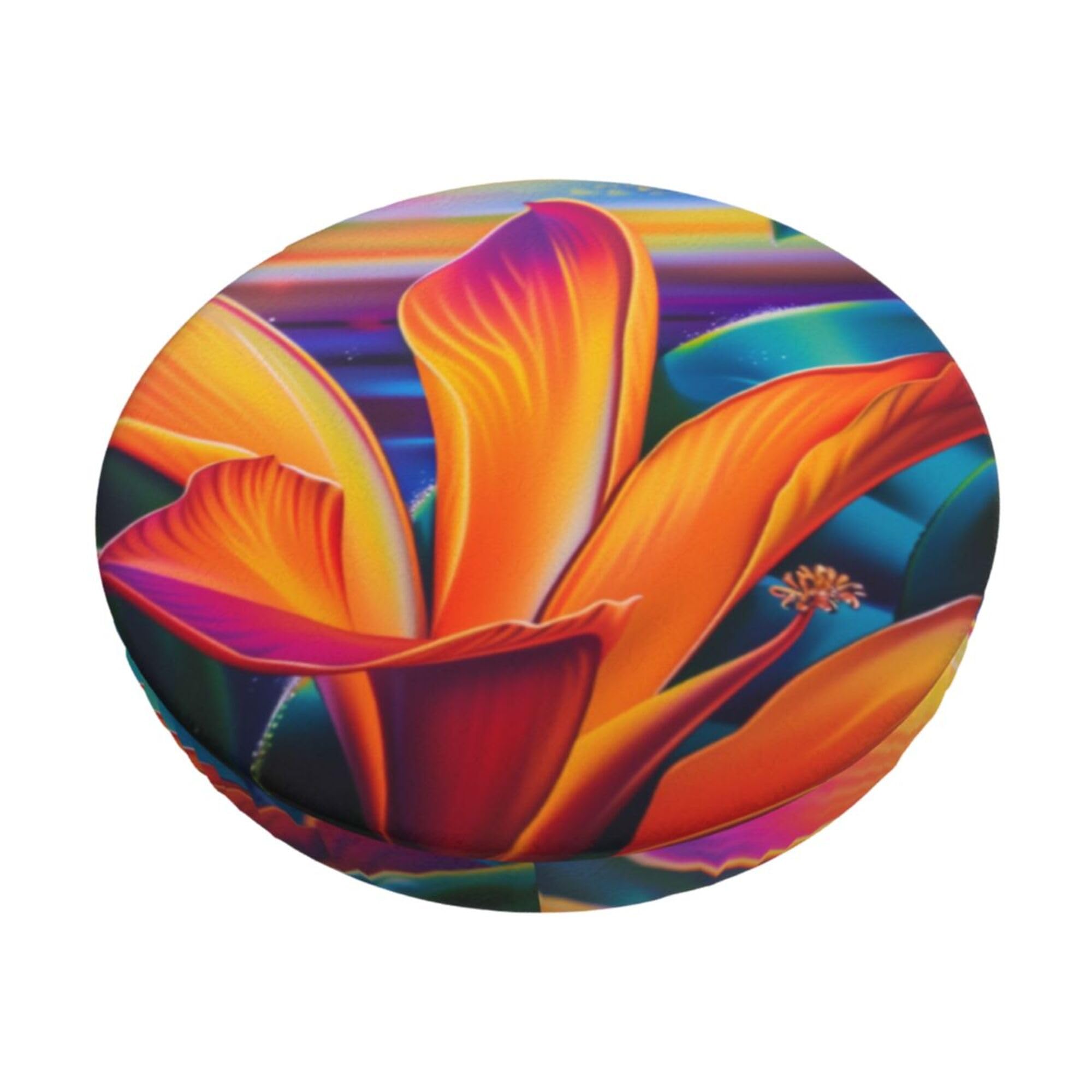 Velvet Round Stool Covers, 3 Layers Round Barstool Slipcovers with Thin Pad, Tropical Paradise Flowers Bar Stool Cushion Cover Bouncy Barstool Covers for 12-14" Round Barstool