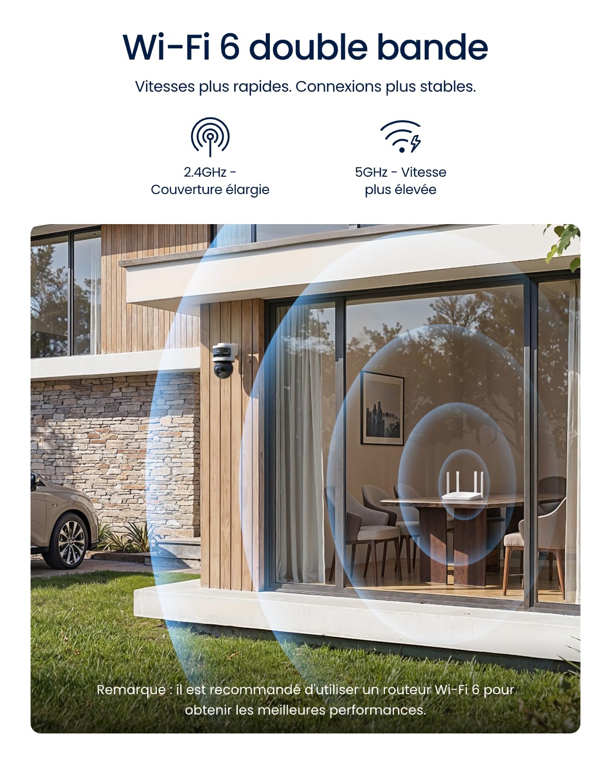 Reolink Caméra de Surveillance à Triple Objectif 10Mpx+8Mpx avec Rotation | Suivi-Synchro et Automatique, WiFi 6 Double Bande, Détection IA, Recherche Vidéo IA Locale, Sans Frais Mensuels, OMVI 3i WiFi