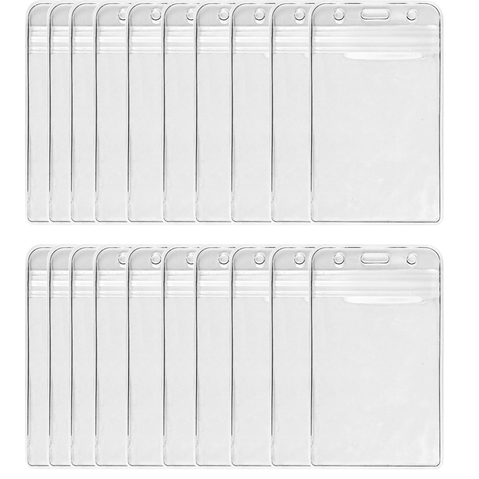 HOSL Waterproof Clear Plastic Name Tag Badge ID Card Holders (100PCS