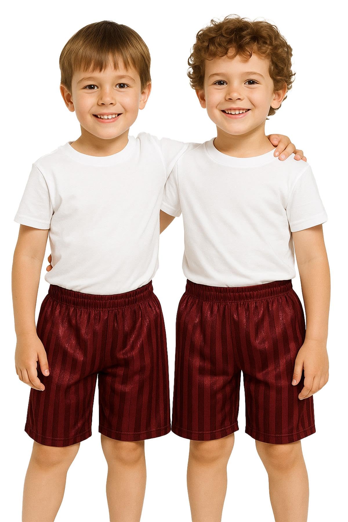A2Z 4 Kids Shadow Stripe PE Shorts Pack of 2 Football Gym Sportswear Wine